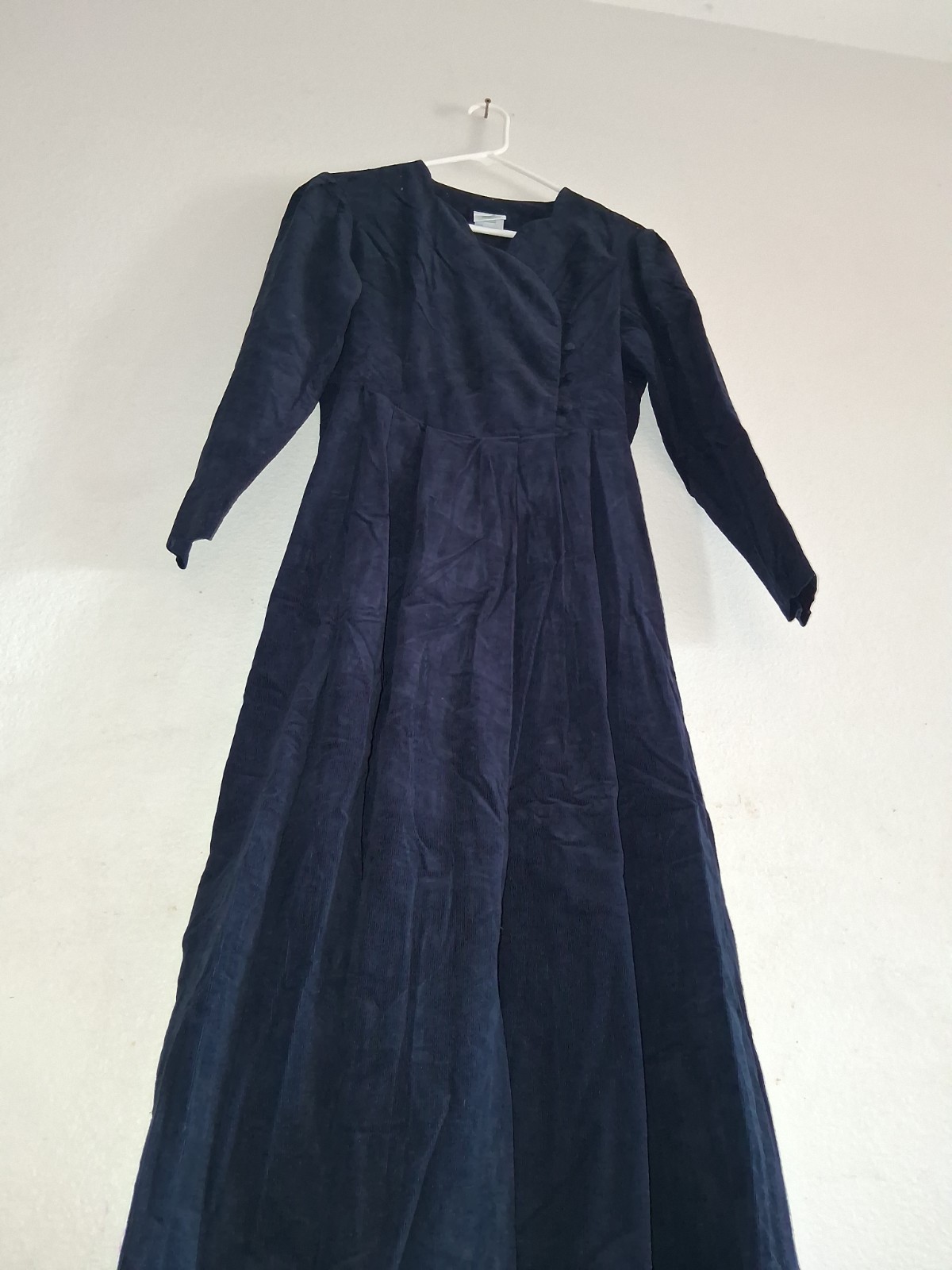 Vintage Laura Ashley Long Dark Blue Corduroy Dress Great Britain US 10