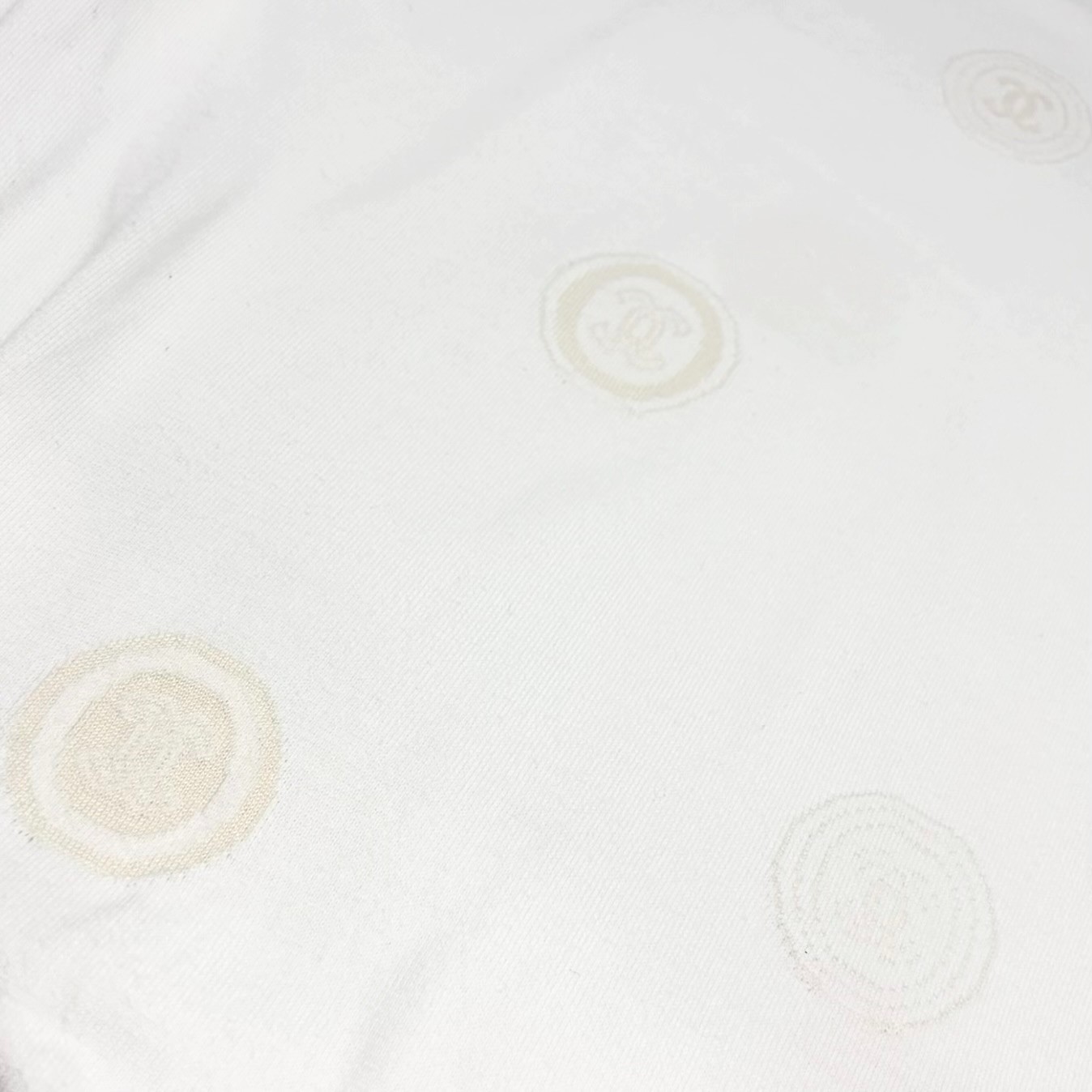 CHANEL Vintage 01P CC Logo Stamp Knit Sweater Top #46 White Pullover 902032