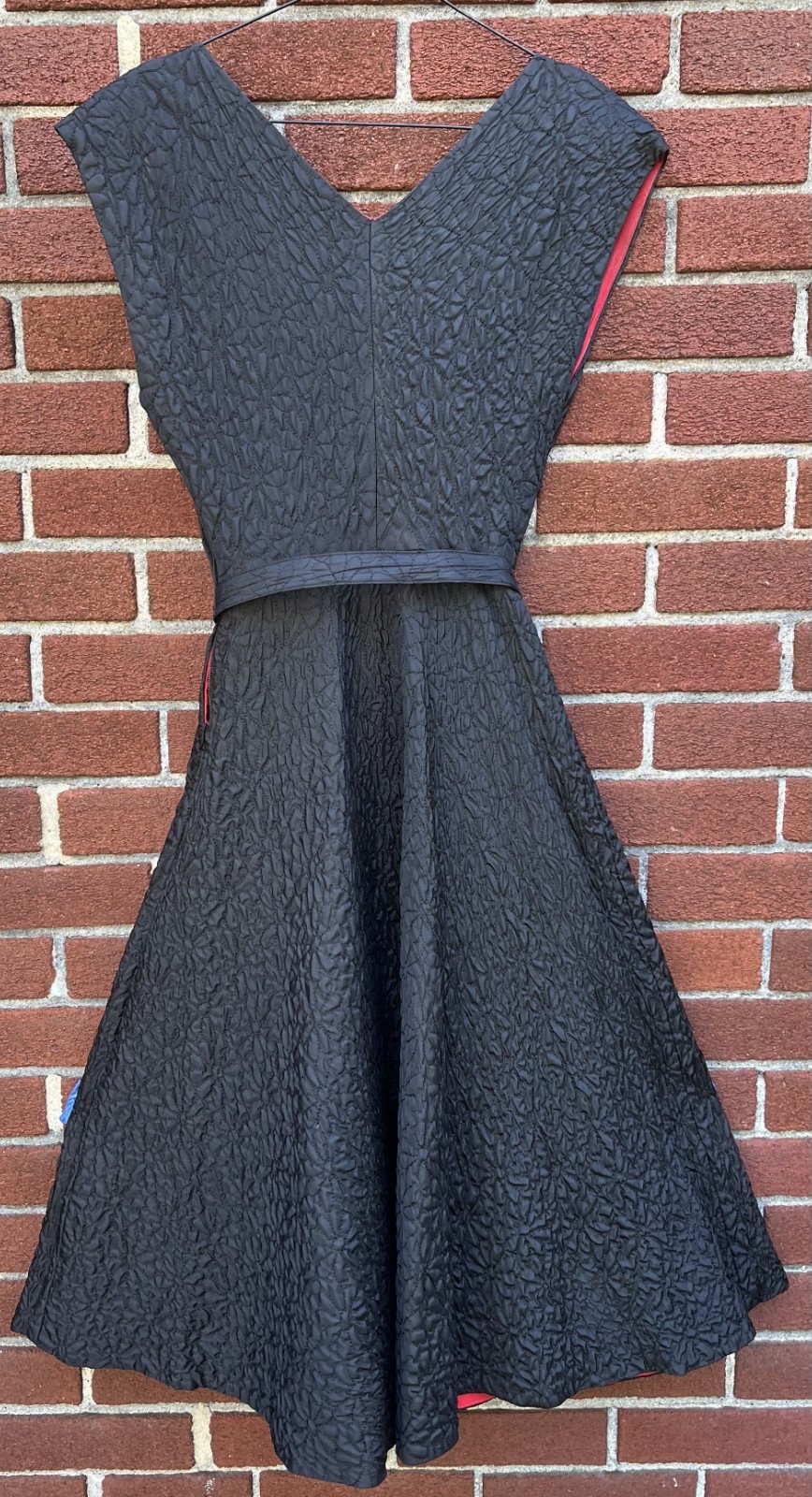VINTAGE 1950&rsquo;s MISS JANE JUNIOR ORIGINAL BLACK FLORAL QUILTED DRESS