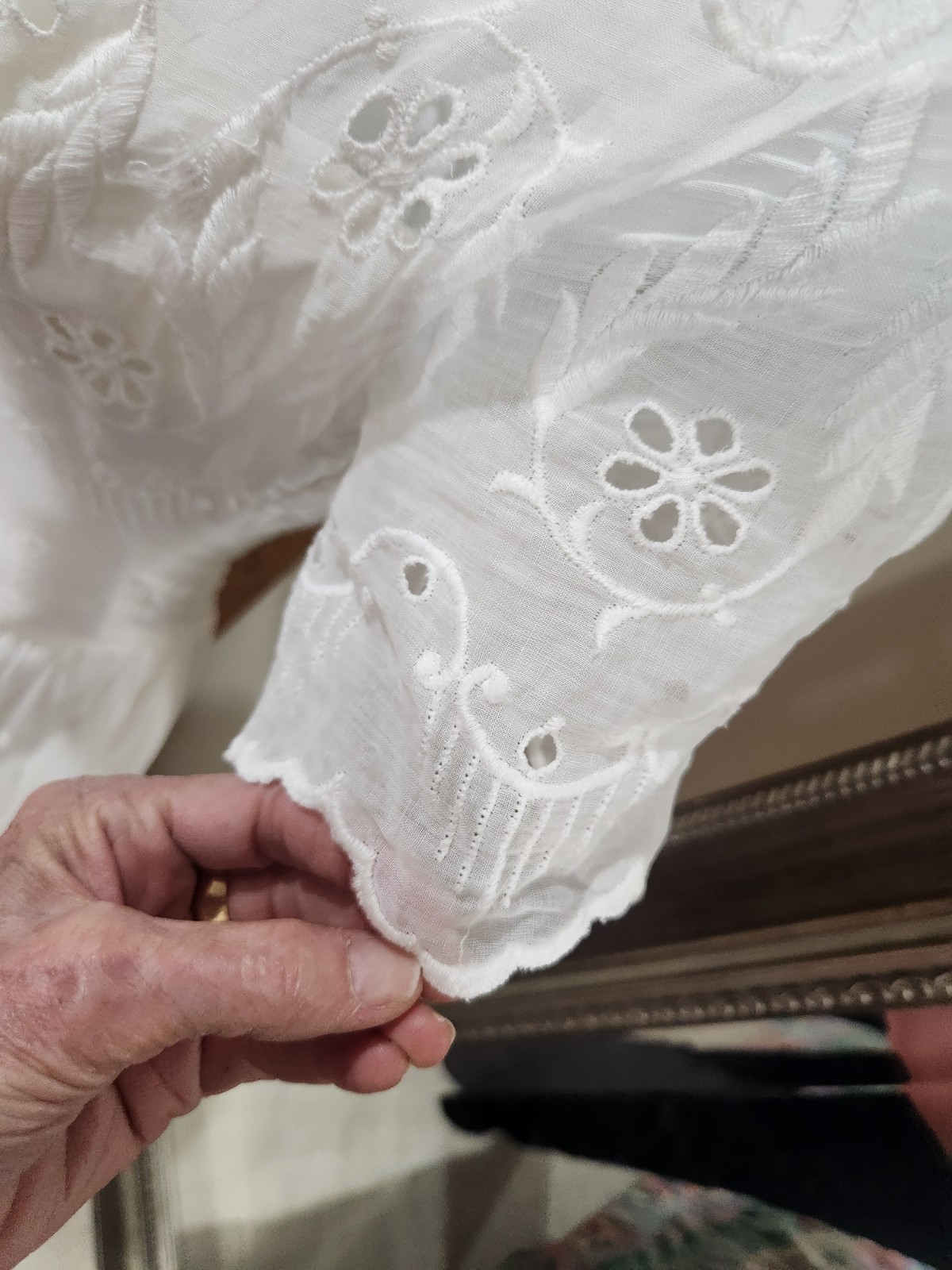 Vintage Voile Split Skirt Wedding Gown * szXS(measurements given) * Off White *