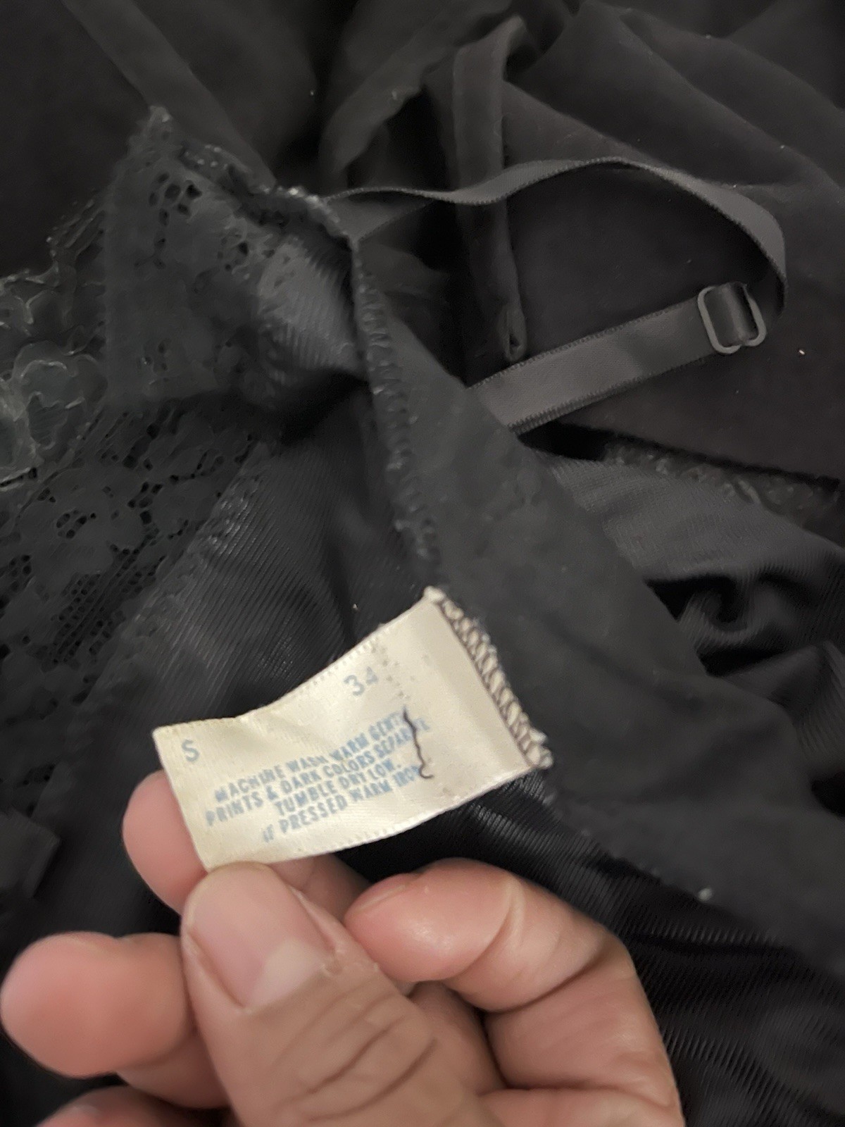 Van Raalte Vintage Original Black Nylon Lace Slip S MPN 34 Everyday 34in Hem