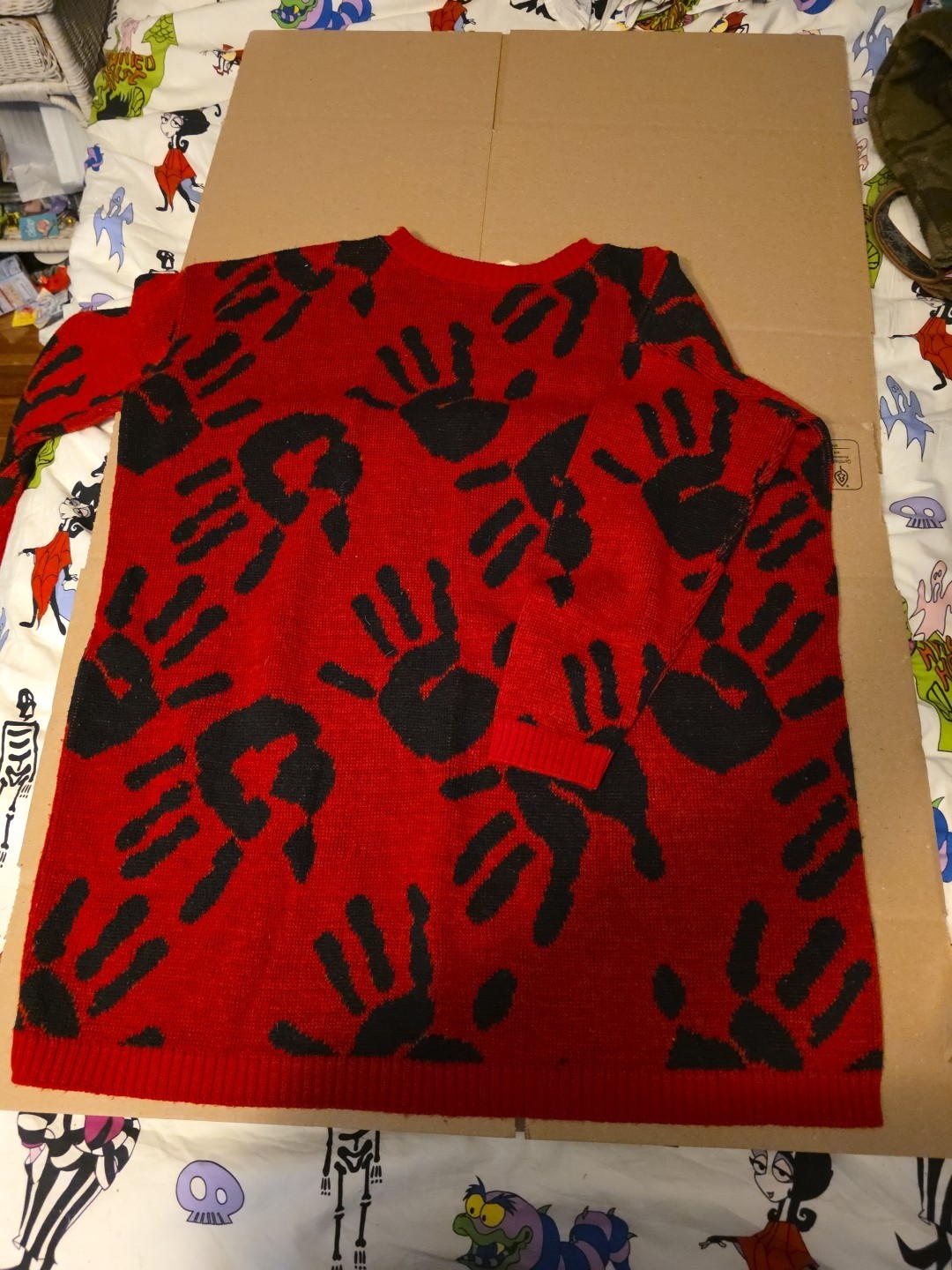 RARE Betsey Johnson Vintage Punk Label 1980&rsquo;s Hand Print Red Sweater, See Pics!