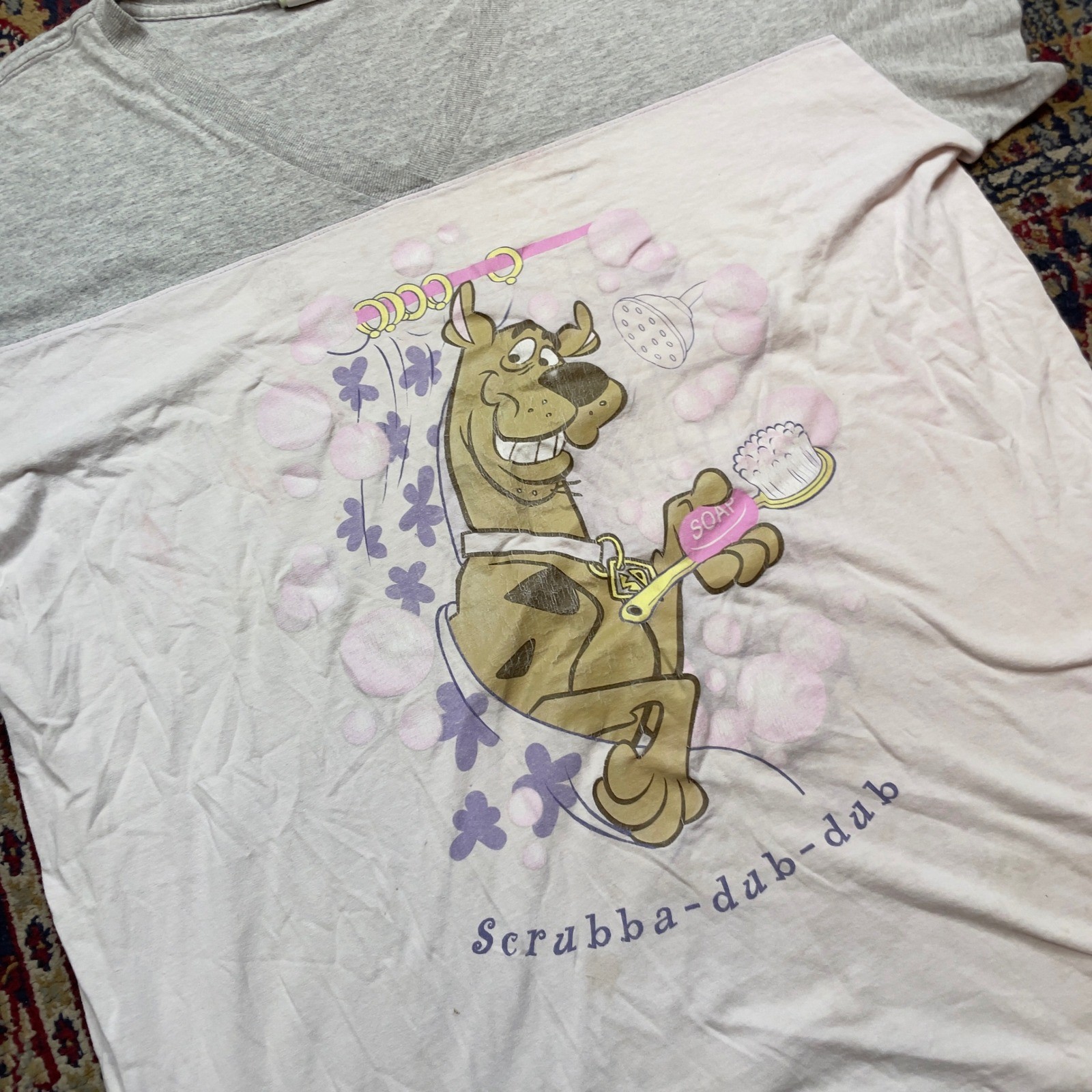 VTG 2001 Scooby-Doo Scrubba-dub-dub Graphic Tee Purple Grey One Size Sleep Funny