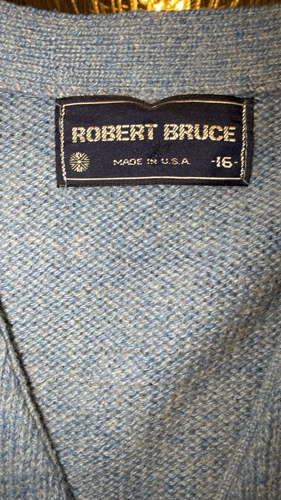 Vintage Robert Bruce Alpaca Wool Cardigan Union Made USA Blue SoftWarm Old Money