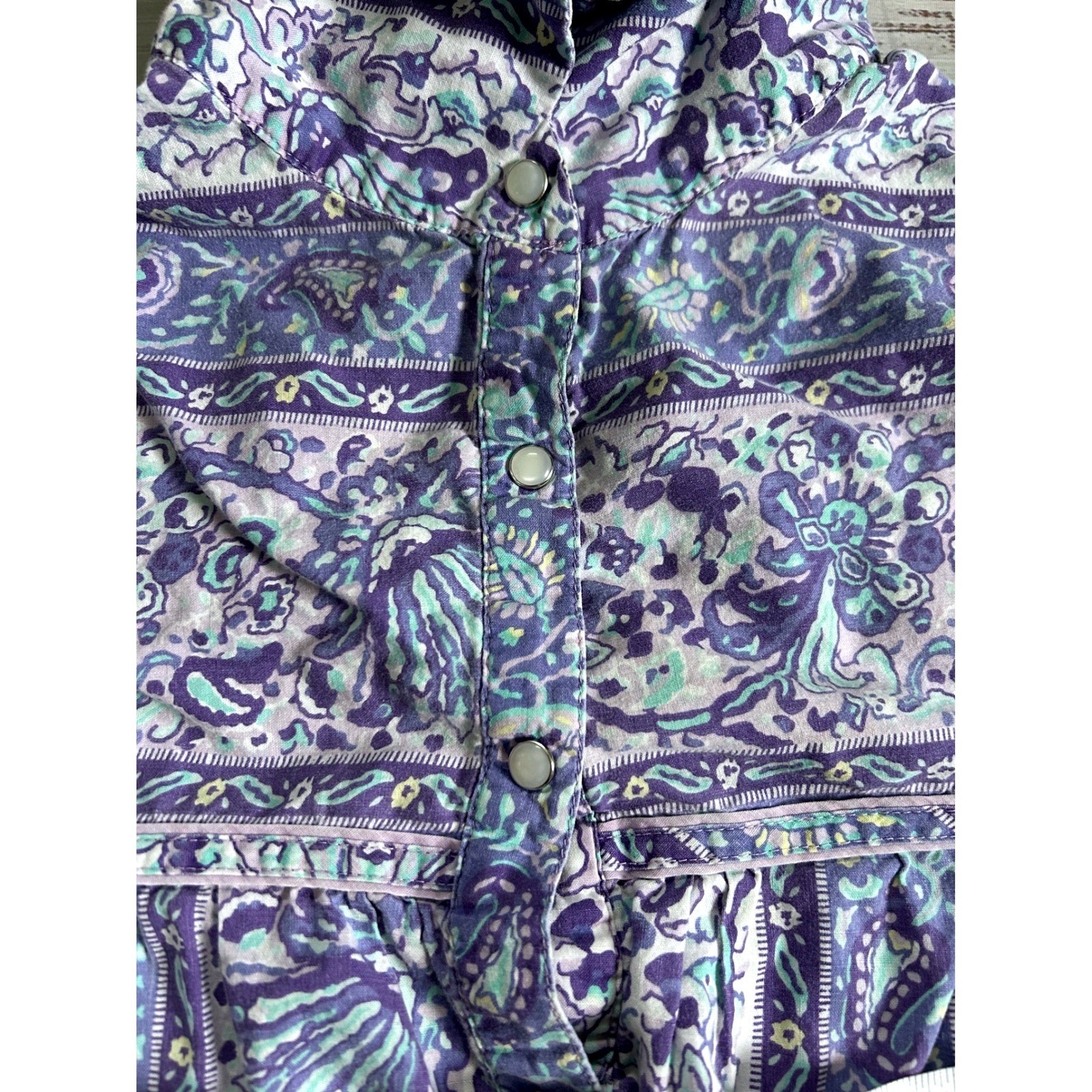 Vintage Models Coat Pearl Snap Housecoat Mumu Lavendar Purple Paisley Robe 3X