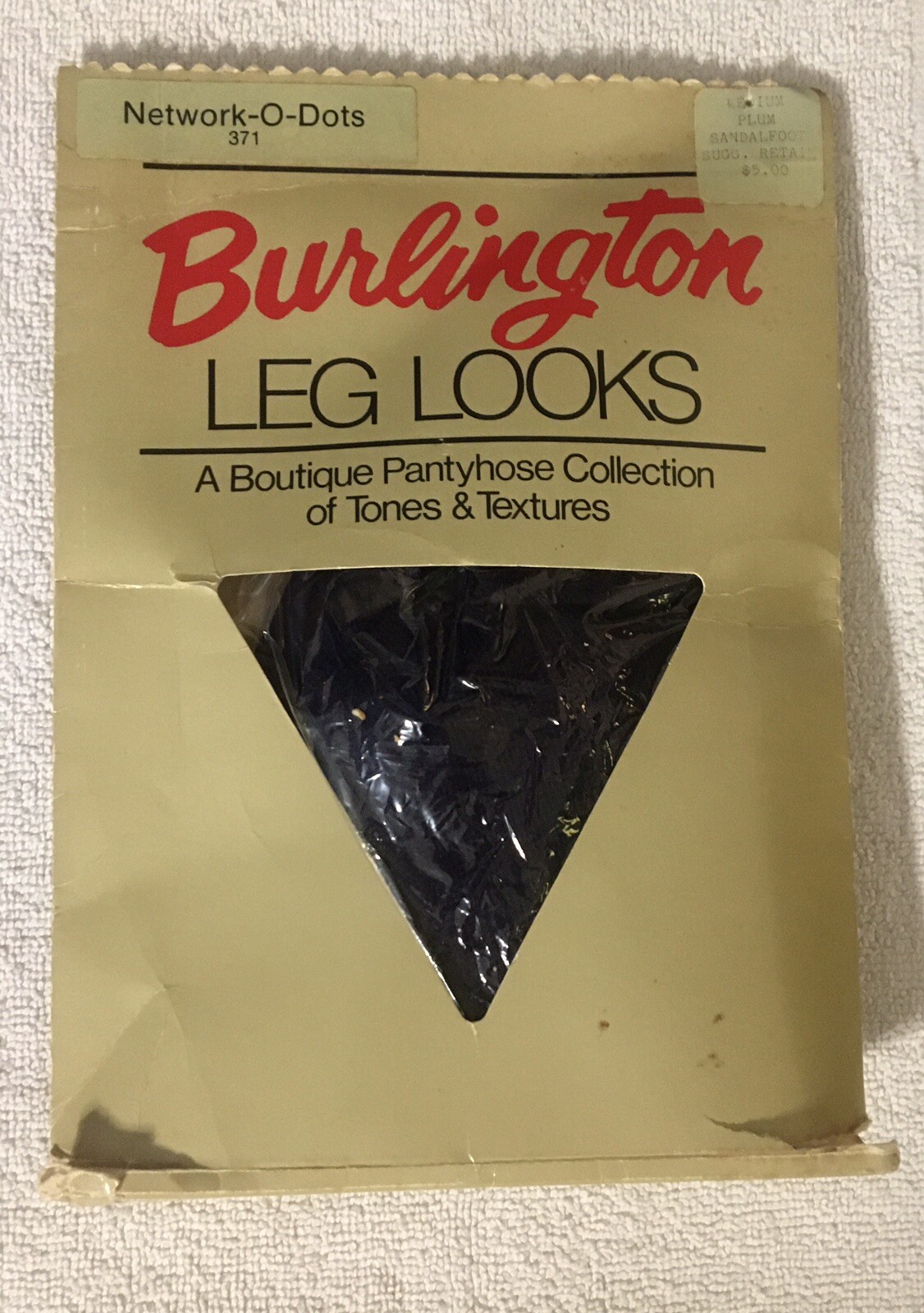 Leg Looks By Burlington Vintage Medium Plum Network -O- Dots # 371 Open Packsge