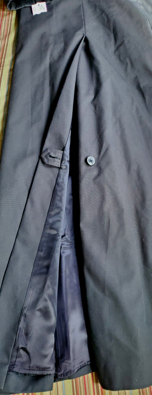 Wow! NOS Vintage 70s Maxi-Length Black Double Breasted Trench Rain Coat Fits 10