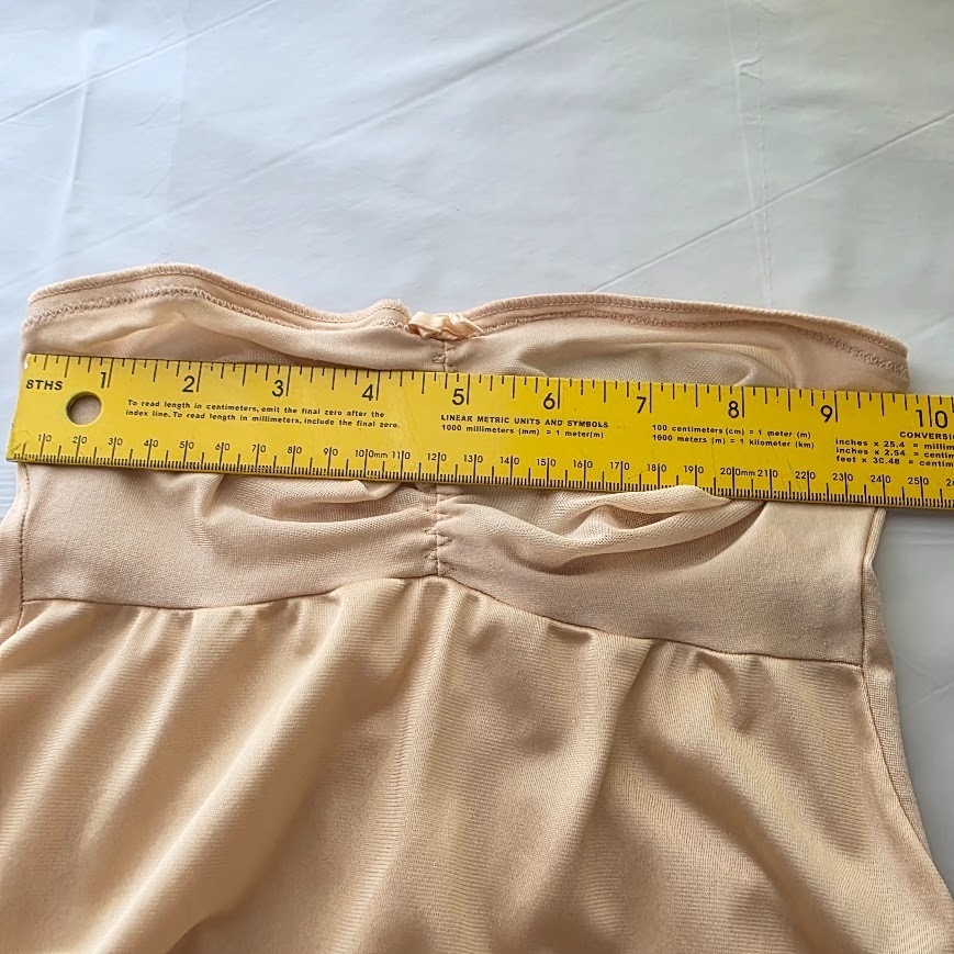 Vintage Kayser Strapless Slip Beige Long Nylon 34 Bust Side Slits