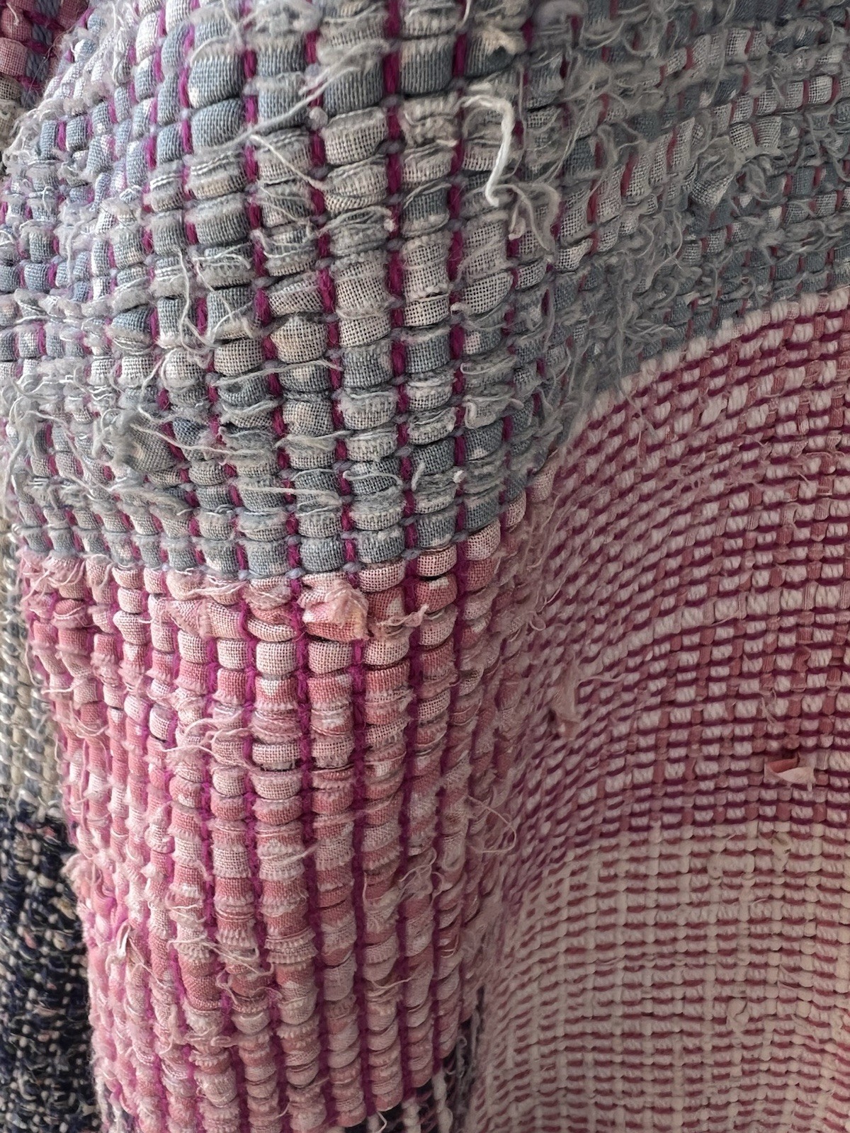 Handwoven Patchwork Jacket Women’s Cottagecore Boho Textile Coat Art To Wear EUC