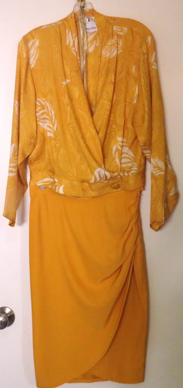 STUNNING FLORA KUNG SKIRT BLOUSE SILK OUTFIT SZ 6 CANARY YELLOW GREAT CONDITION