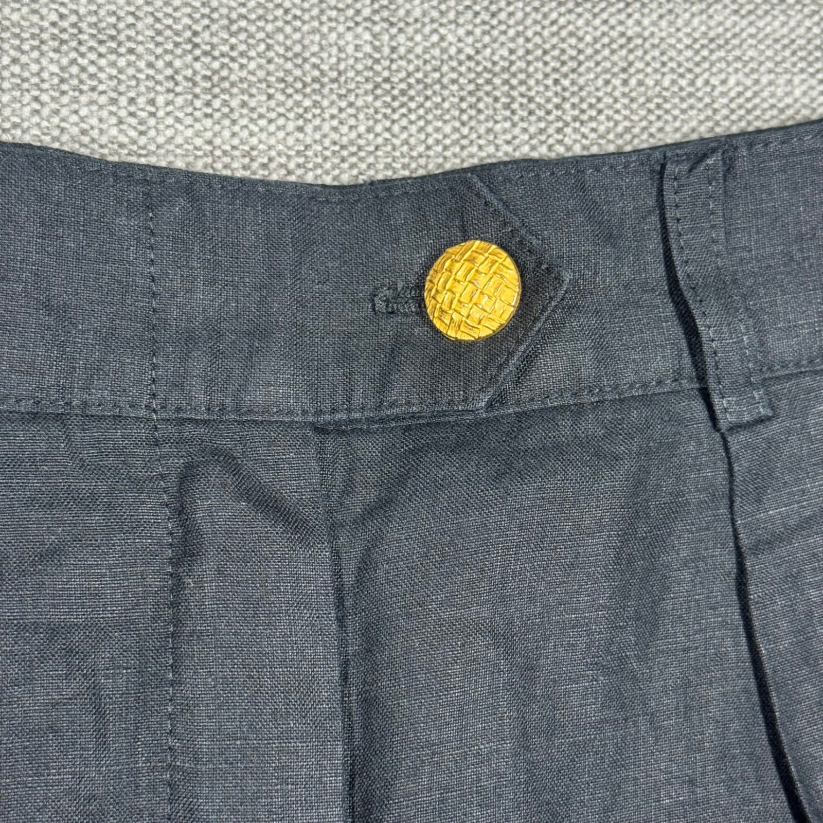 Vintage Escada Margaretha Ley Black Linen Pleated High Waist Trousers Pants 36