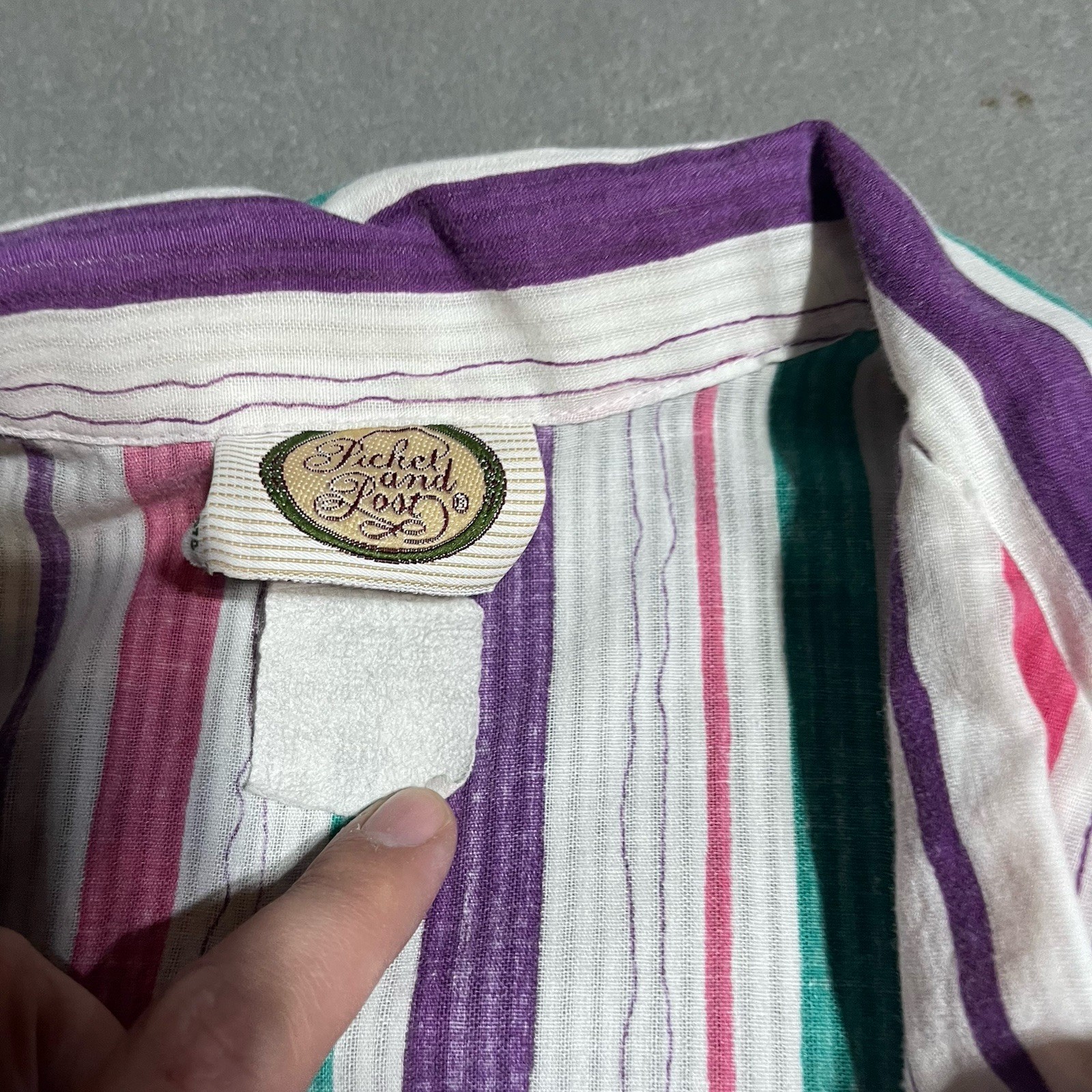 Vintage Picket & Post Shirt Womens Small Striped Button Up 80s Retro