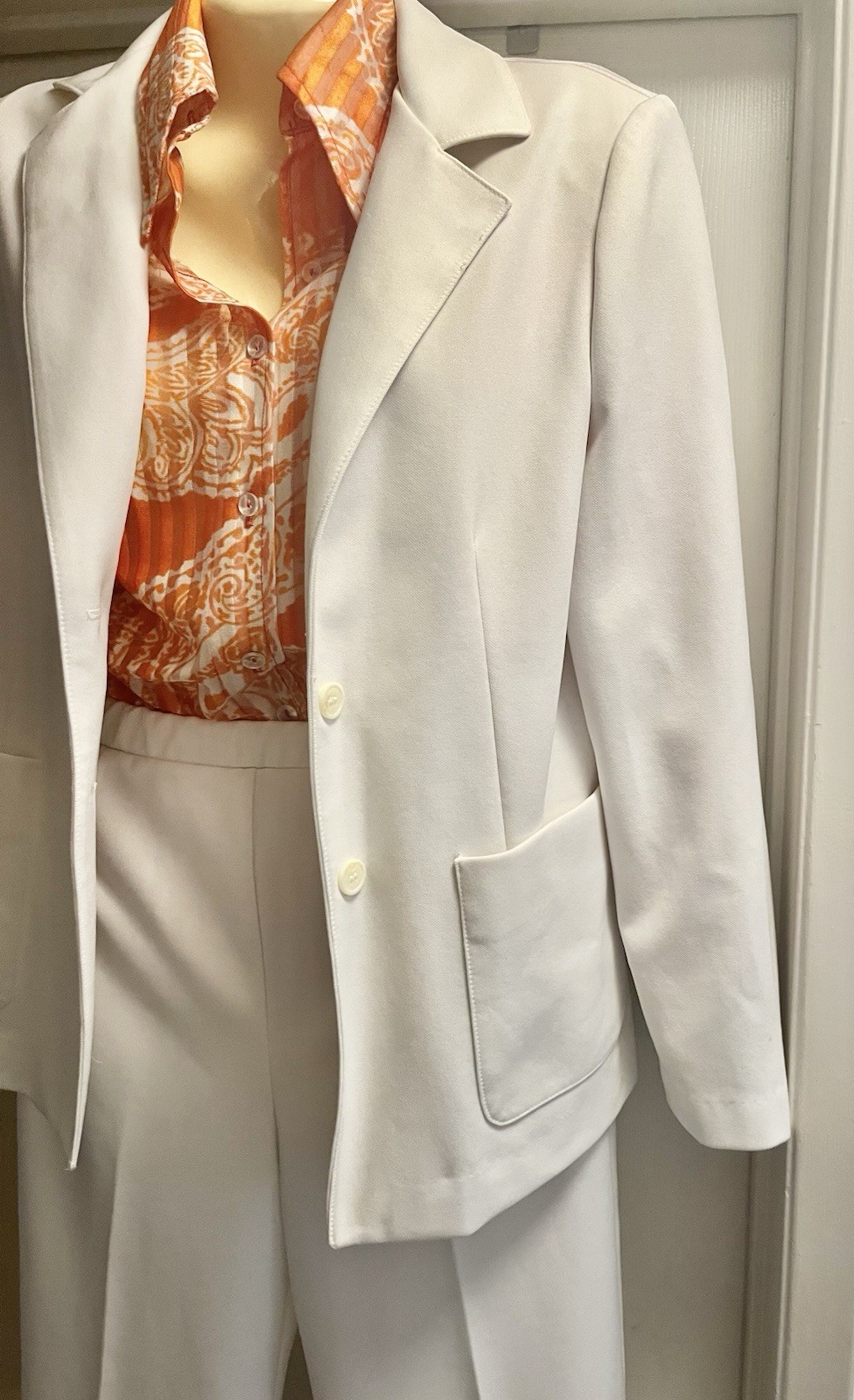 Vintage Devon White 3 Piece Suit Separates Jacket Skirt Pants & Blouse Size 7/8