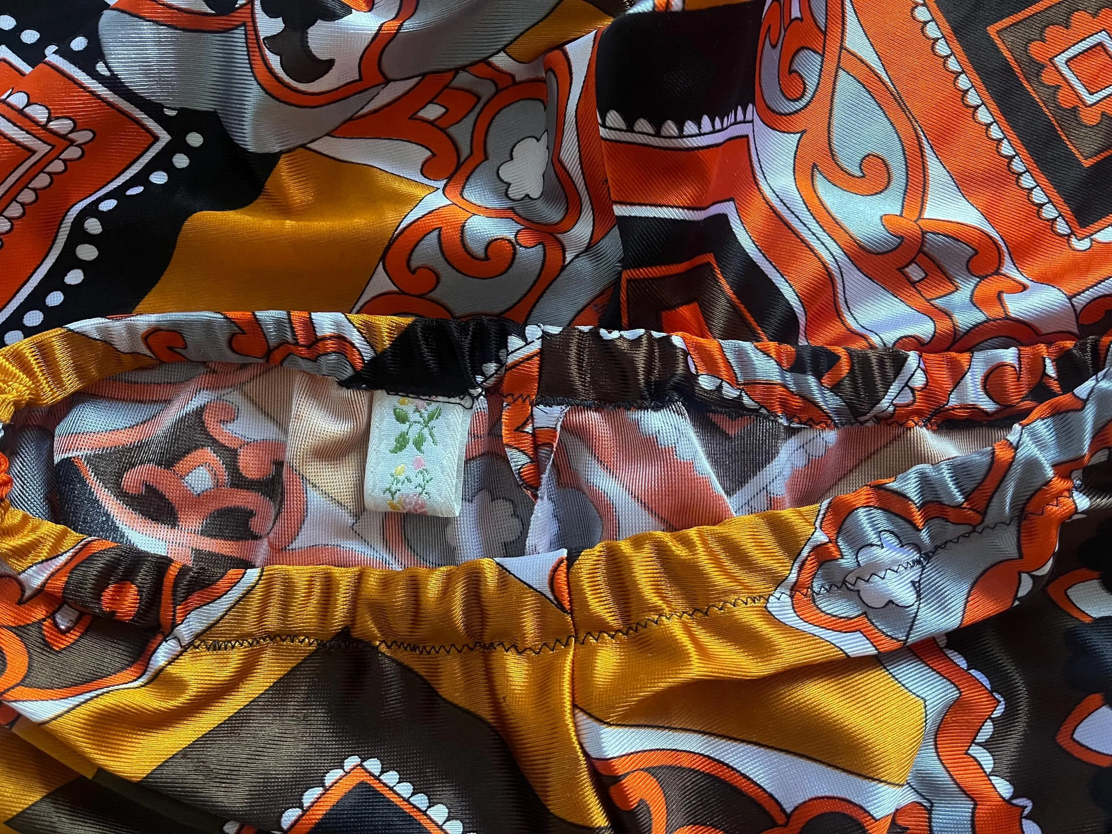 MOD SCROLLWORK Vintage 1960s Psychedelic Printed Pants with Satin Finish