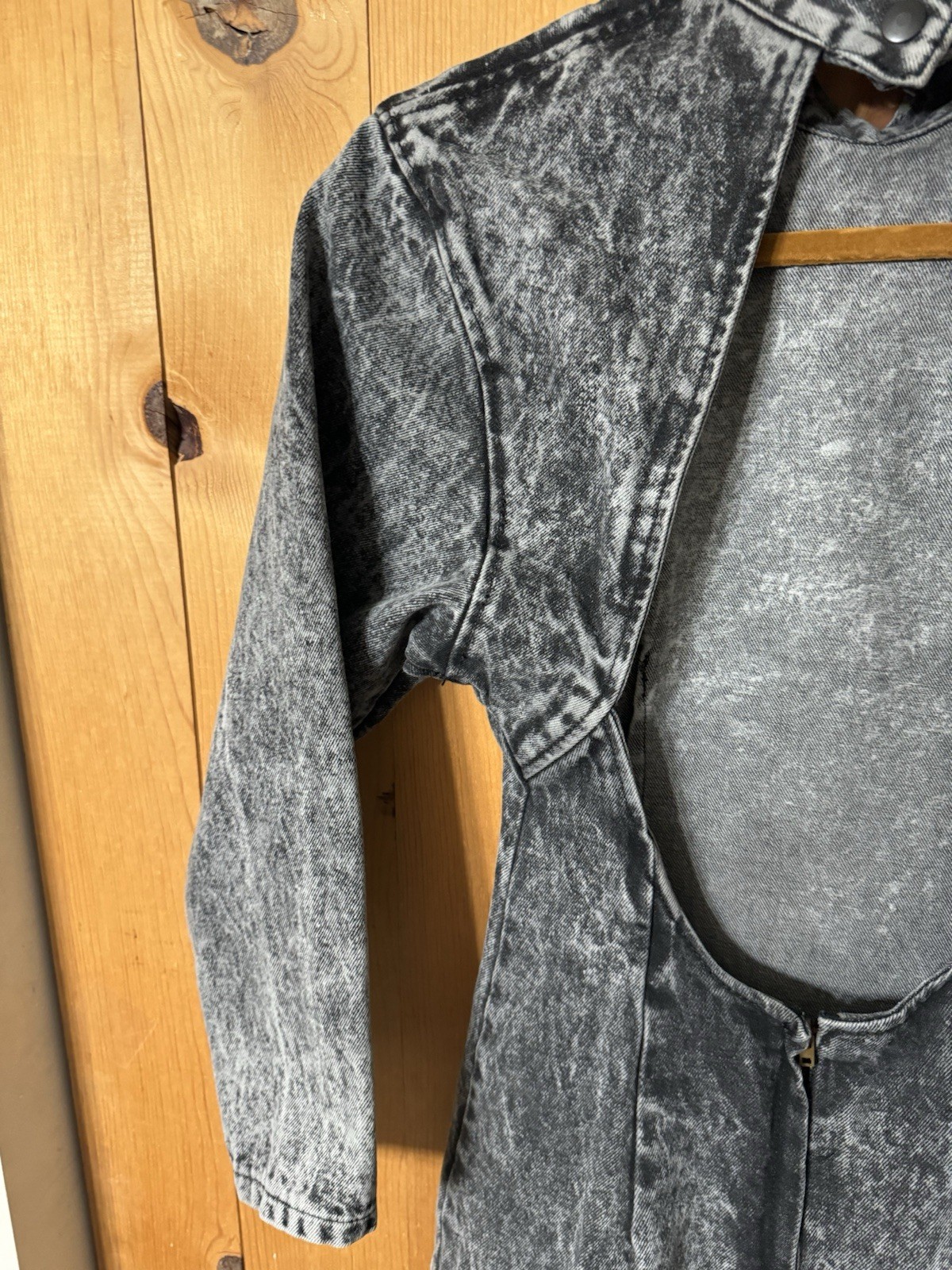 80&rsquo;s VTG Paris Blues Stonewashed Black Acid Wash Bodycon Dress Juniors 7 XS/S
