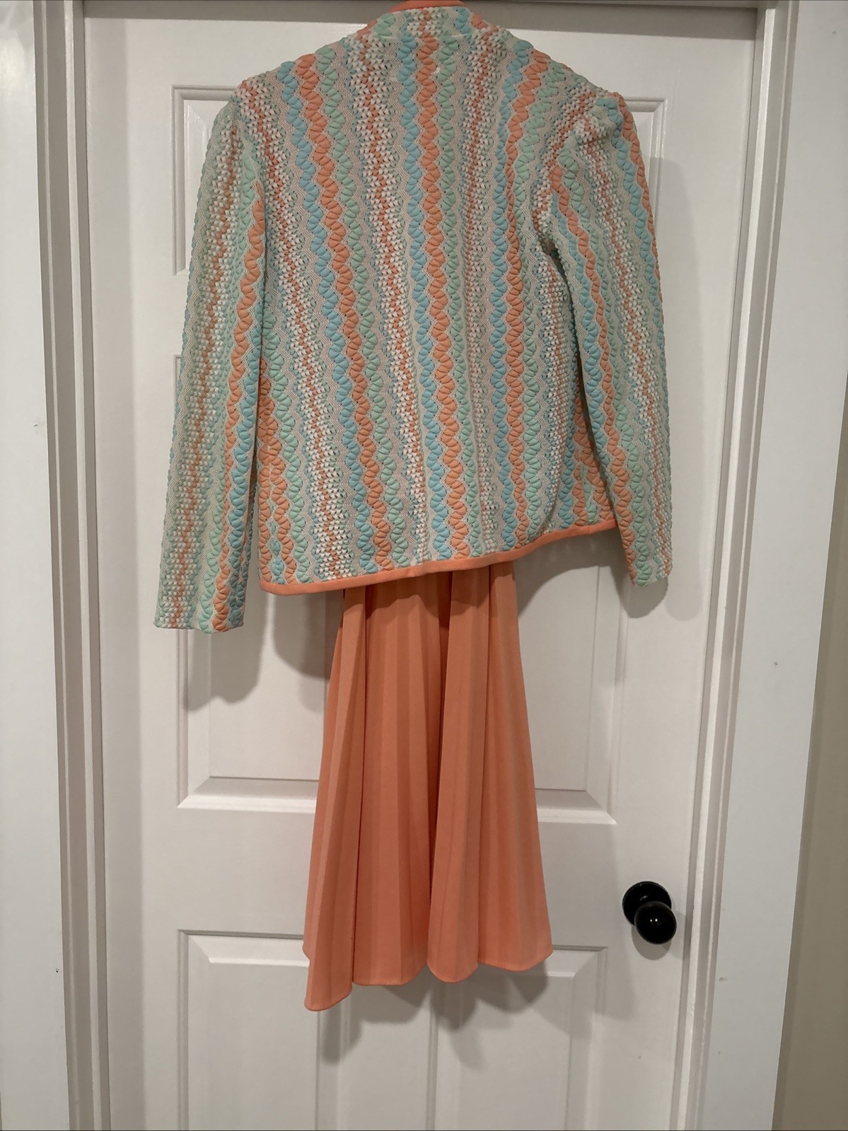 Vintage 60-70s Sears Dress Set Peach Jacket Belt ILGWU USA