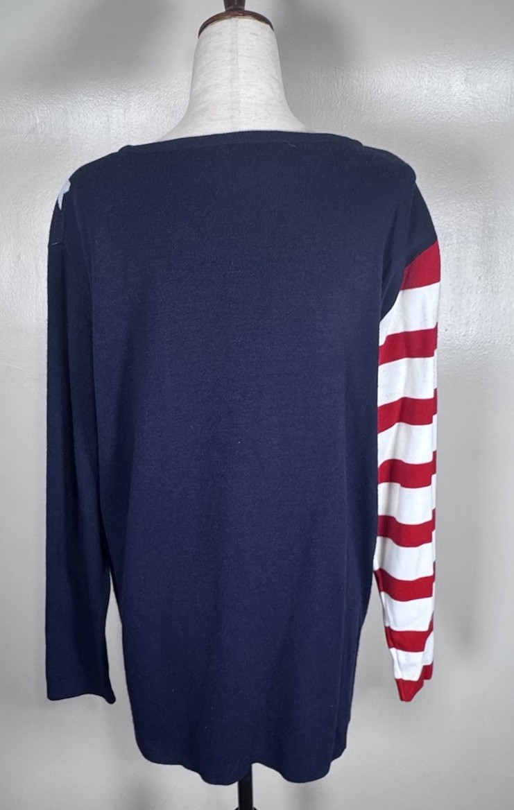 1980s Propensity American Flag Patriotic July 4 USA Vintage Knit Top Sz XL, 1X