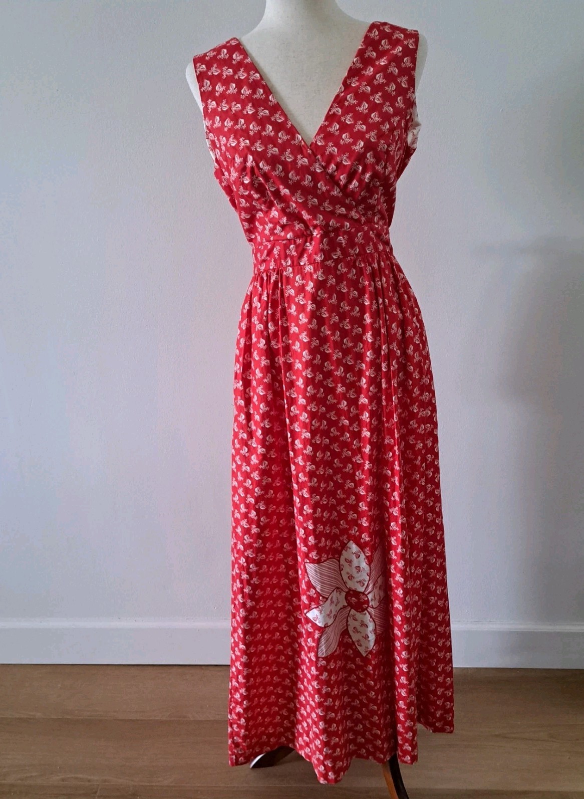 Vintage Concept 80s Swirl Wrap Dress Red and White Sz 12