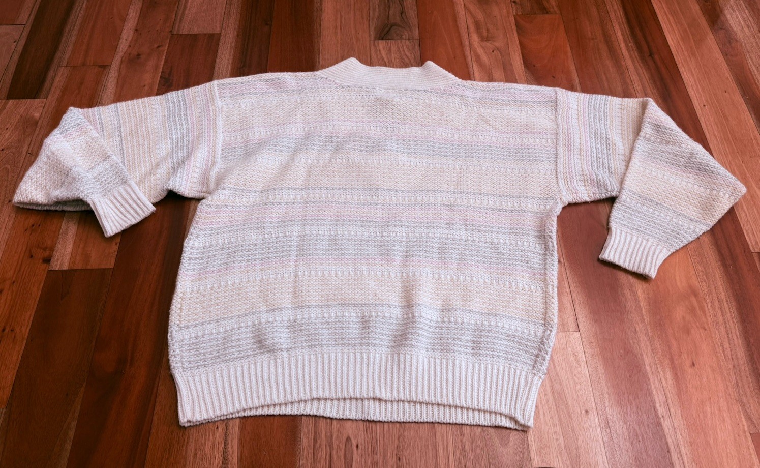 VINTAGE 70s 80s BELDOCH POPPER PULLOVER KNIT SIZE L SWEATER USA MADE WOOL BLEND