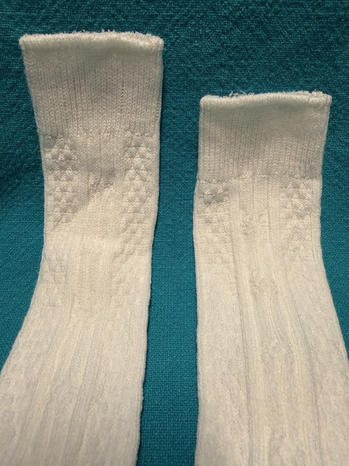 VTG Socks 80s Cable Knit White NOS 9-11 23&Prime; USA Stocking School Girls Classic.