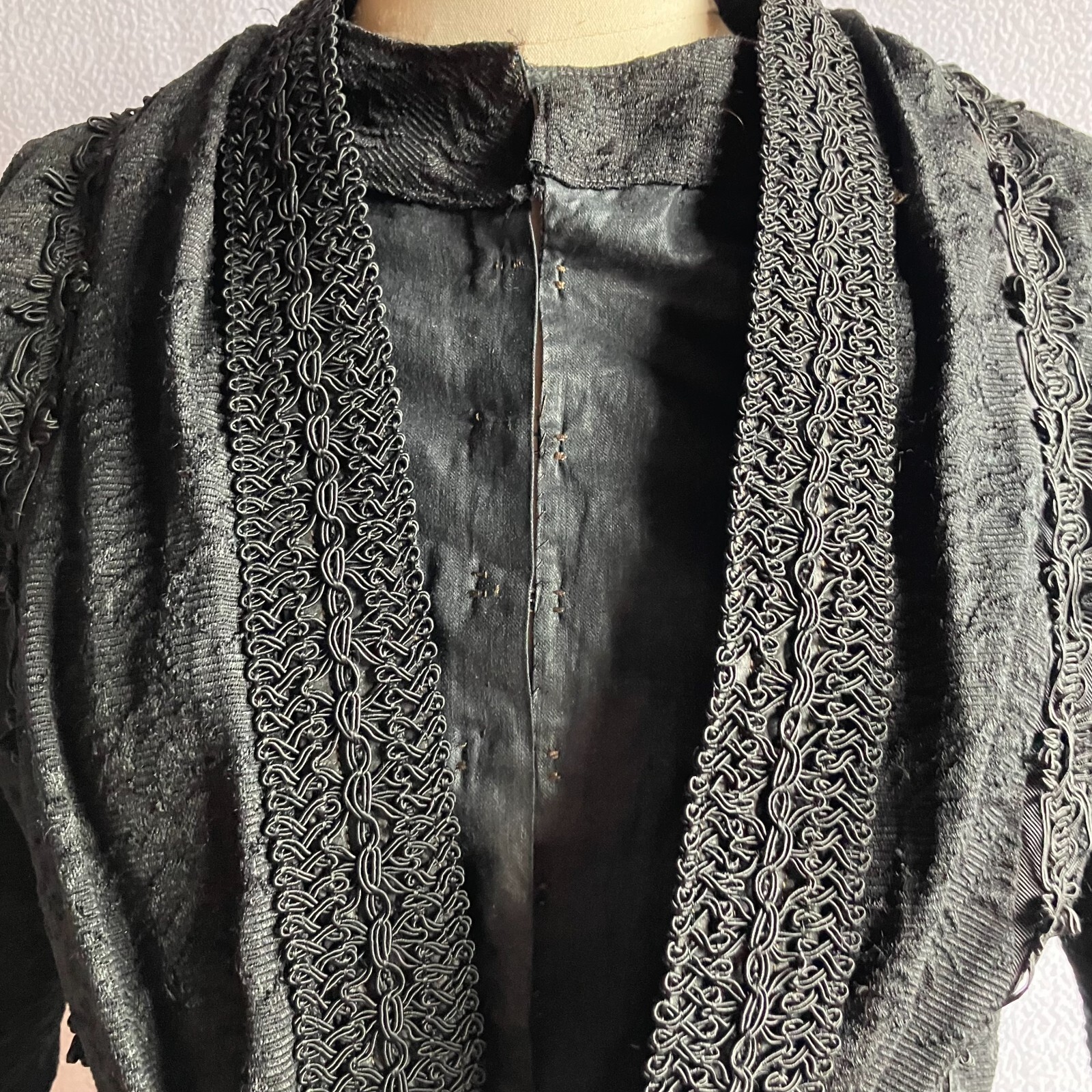 Antique Edwardian Black Wool Walking Suit XS/S