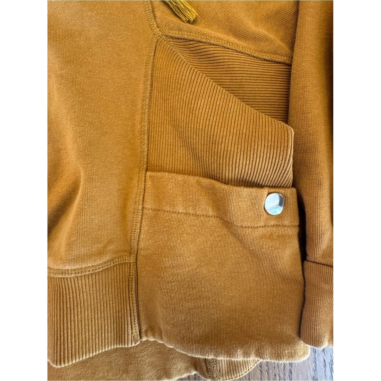 Kenzo Camel Mustard Cropped Funnel-Neck Sweatshirt Quarter Zip Vintage Rare S