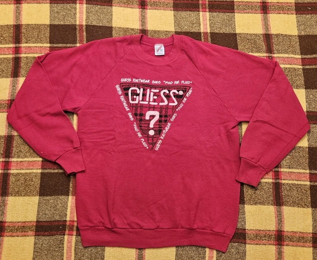 Vintage 80&rsquo;s Guess Knitwear Goes Mad For Plaid Sweater