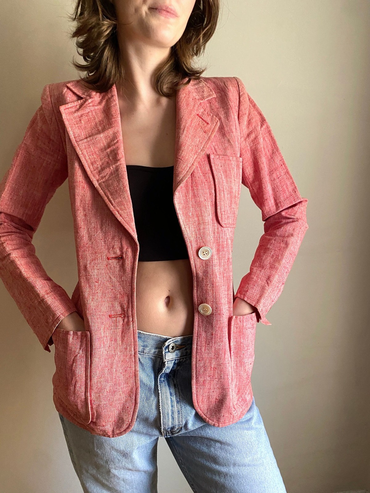 1970s Yves Saint Laurent blazer / 70s tailored linen blazer