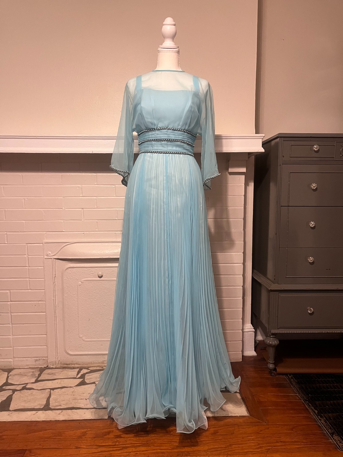 1960s Vintage Powder Blue Ball Gown sz S