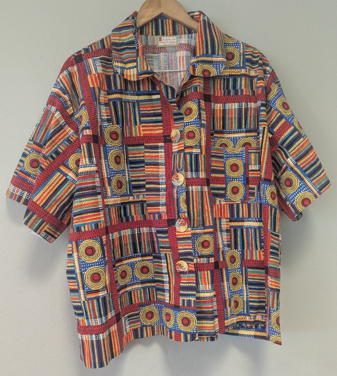 Handmade African Print Patchwork Button Up Shirt – Unique Artisan Piece