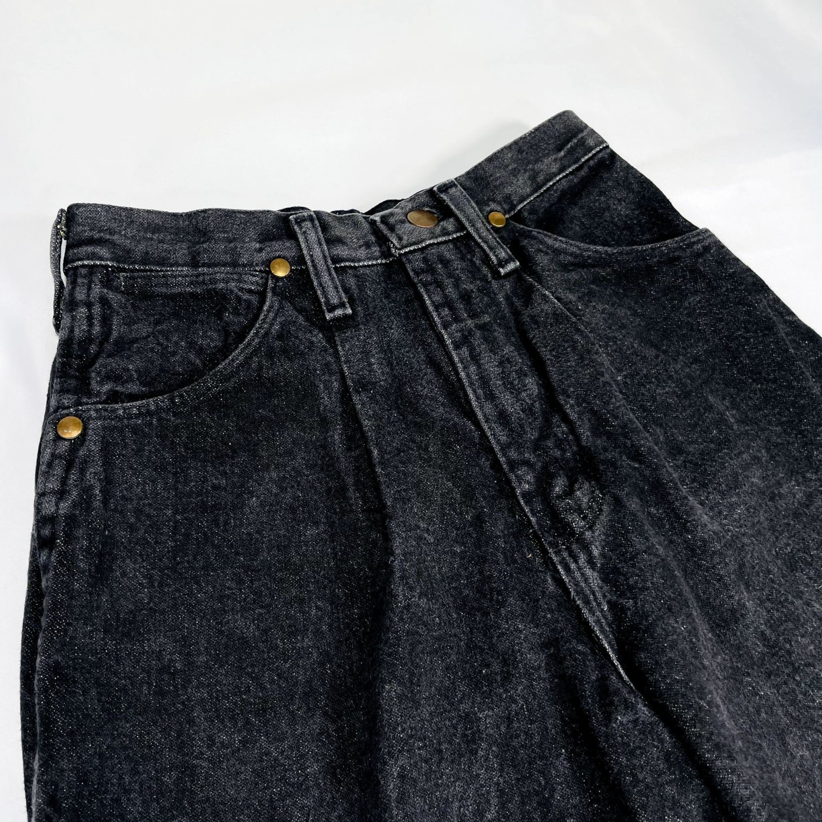 Vintage Wrangler Womens High Waist Black Denim Leather Patch Mom Jeans 5 / 25&Prime;