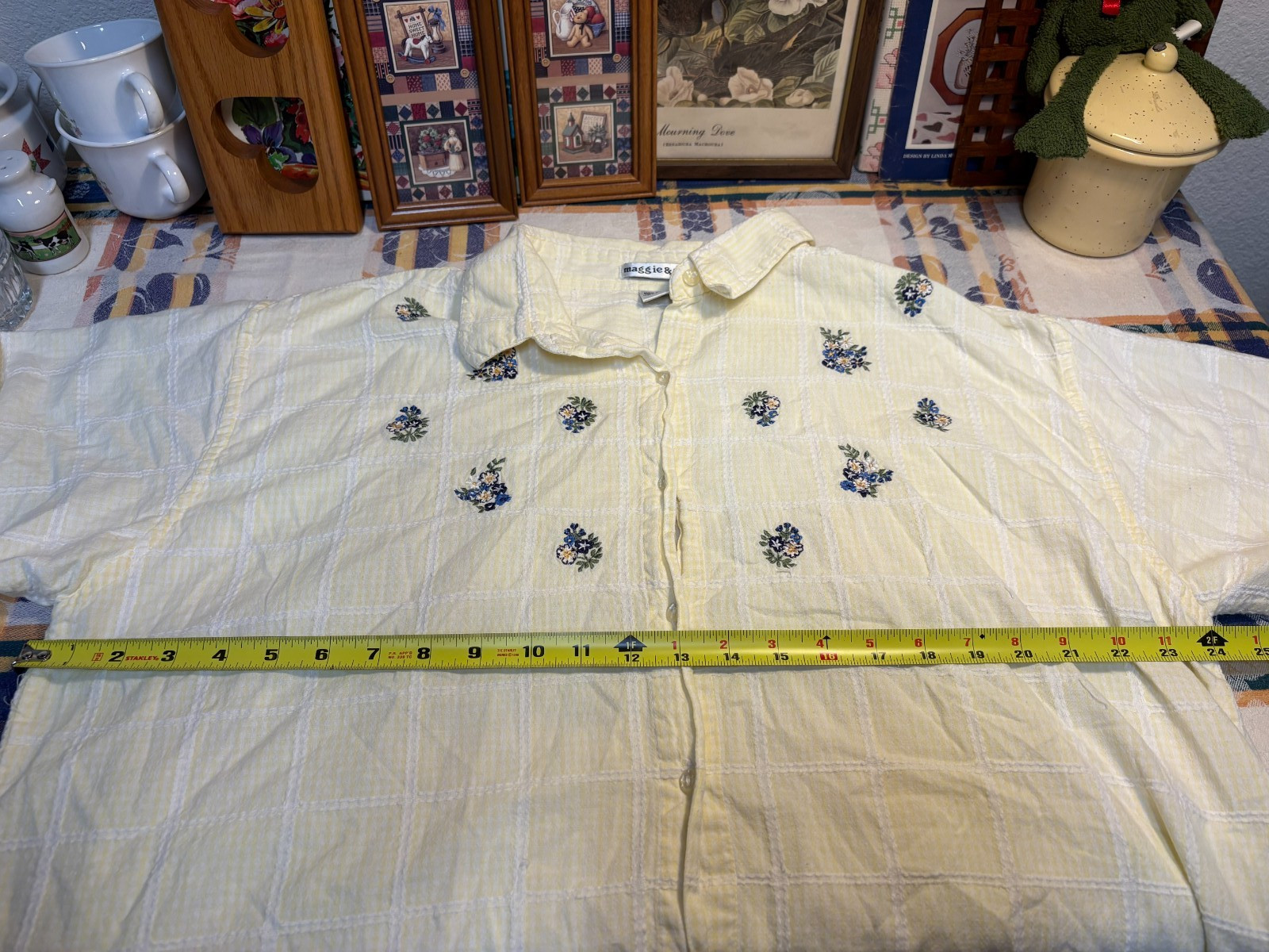 Vintage 90s Maggie & Max Floral Embroidered Button Up Shirt Women&rsquo;s 3X