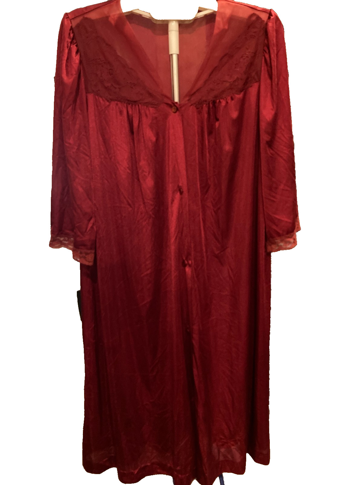 Lorraine 100% Nylon Button-down Nightgown Robe Large Knee Length USA Made VTG
