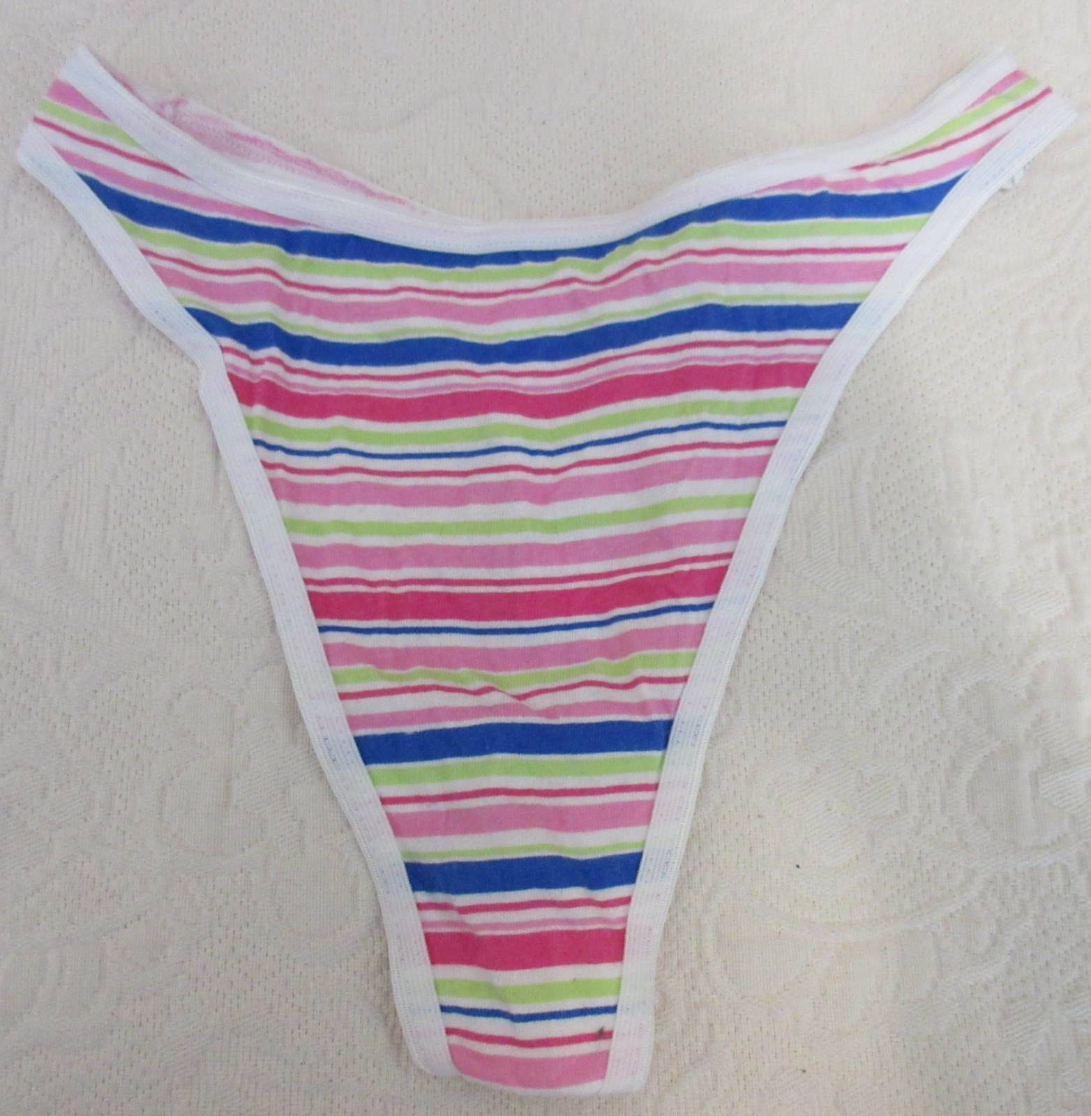 vtg 90&rsquo;s FRUIT of the LOOM COTTON HI CUT THONG BLUE bikini panties sz S/5 lot 2