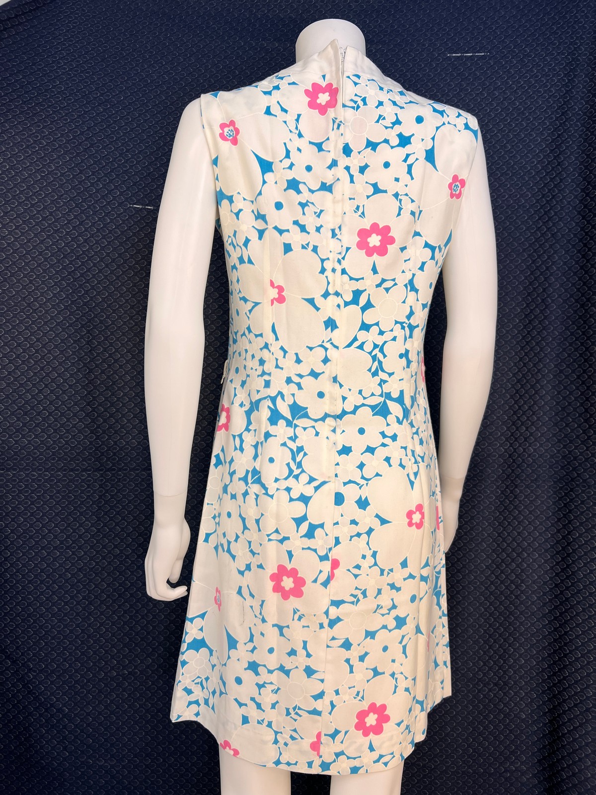1960s Blue and White Liberty Circle Minidress, S/M