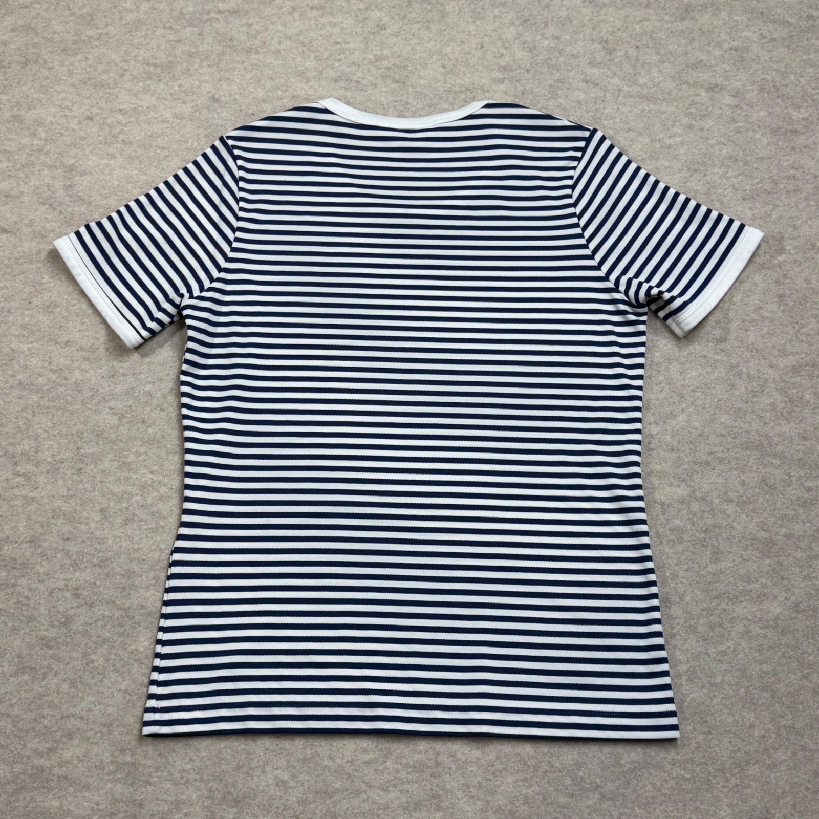 Sears Vintage 70s Striped Short Sleeve T-Shirt Navy White Womens Large