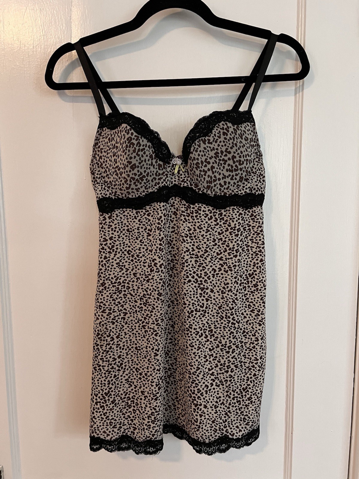 Y2K Vintage Rampage Slip Dress Medium Size Cheetah Leopard Mesh Padded Cupped