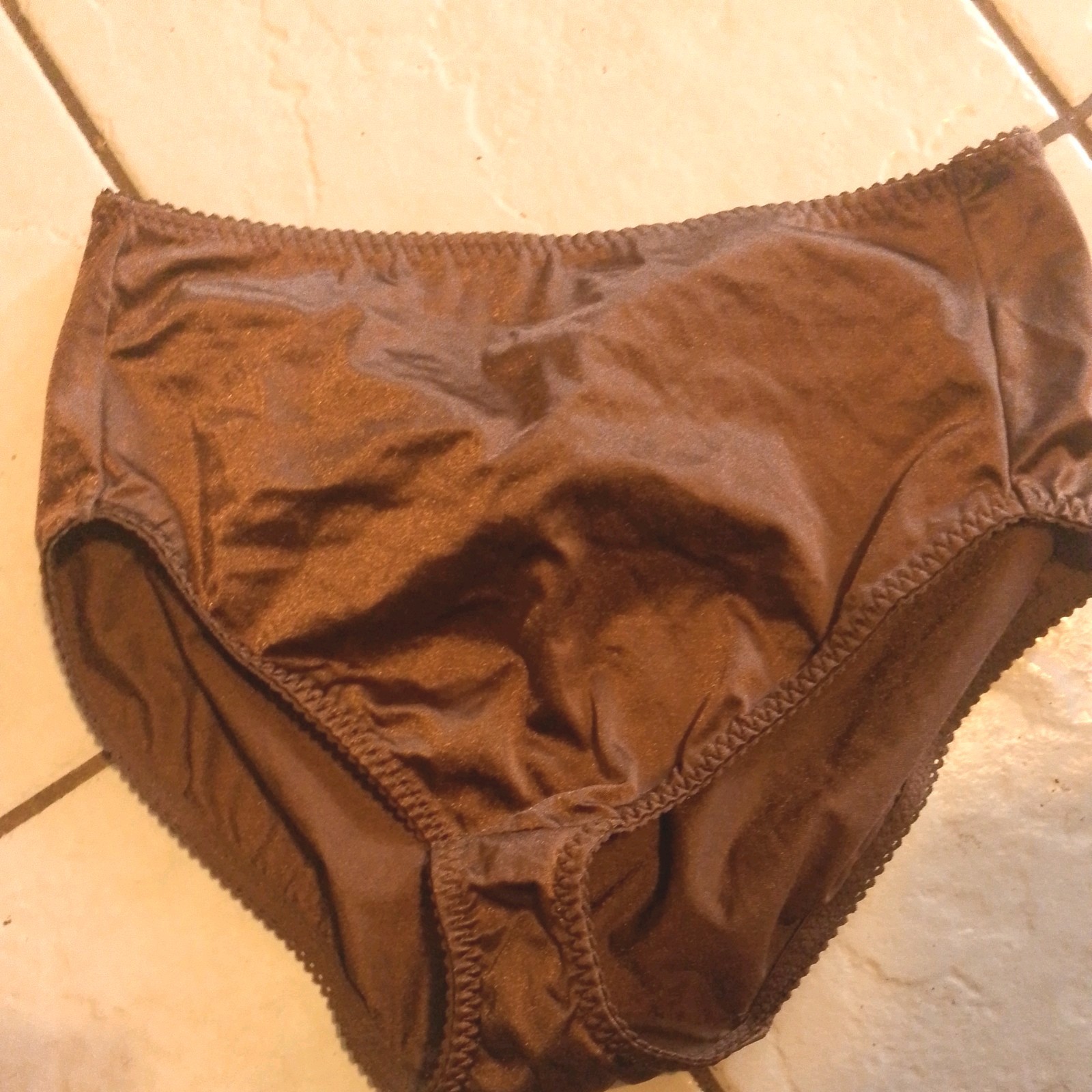 Vintage Vassarette Second Skin Shiny Satin Brown Panties Briefs Hi Rise,3X