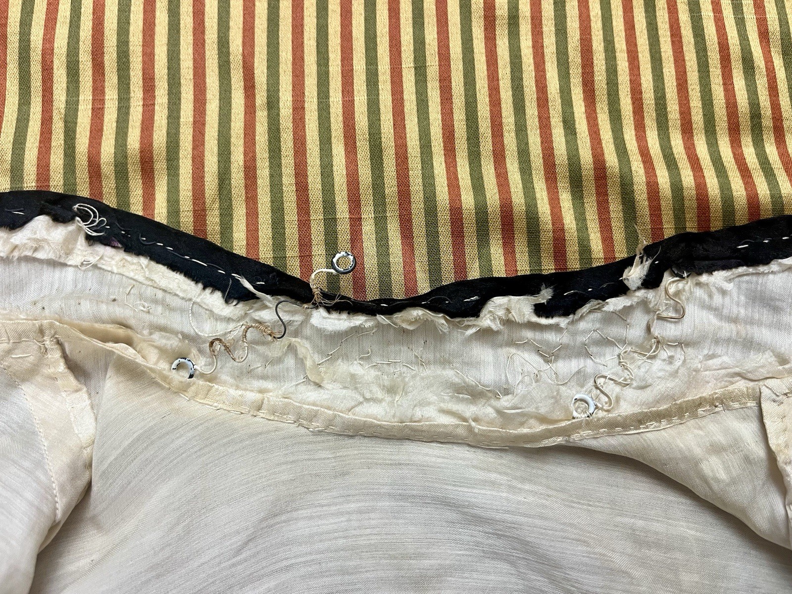 Antique Edwardian Beaded Silk Cream Blouse Whirling Log Lace Hook Eye AS IS XS