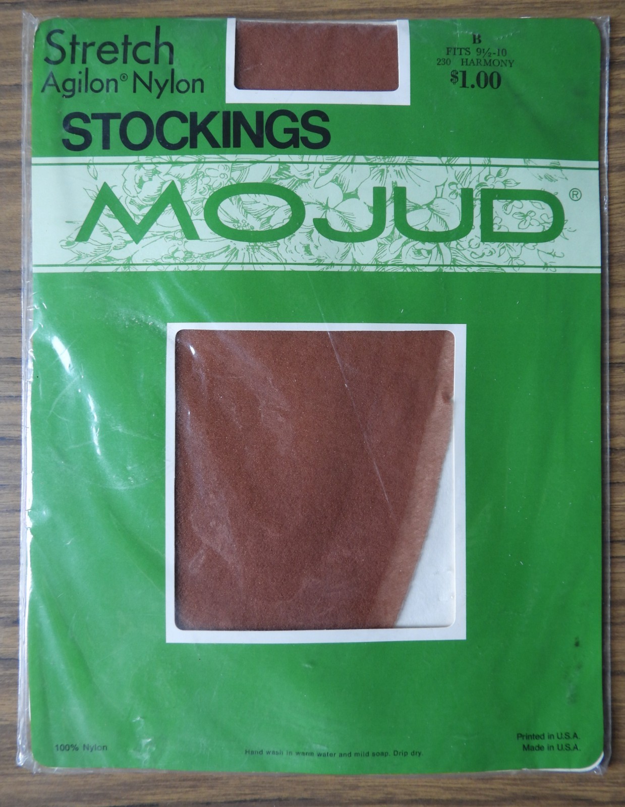 1 Pair NOS NIP Vtg Mojud Stretch Agilon Nylon Stockings Harmony Size B