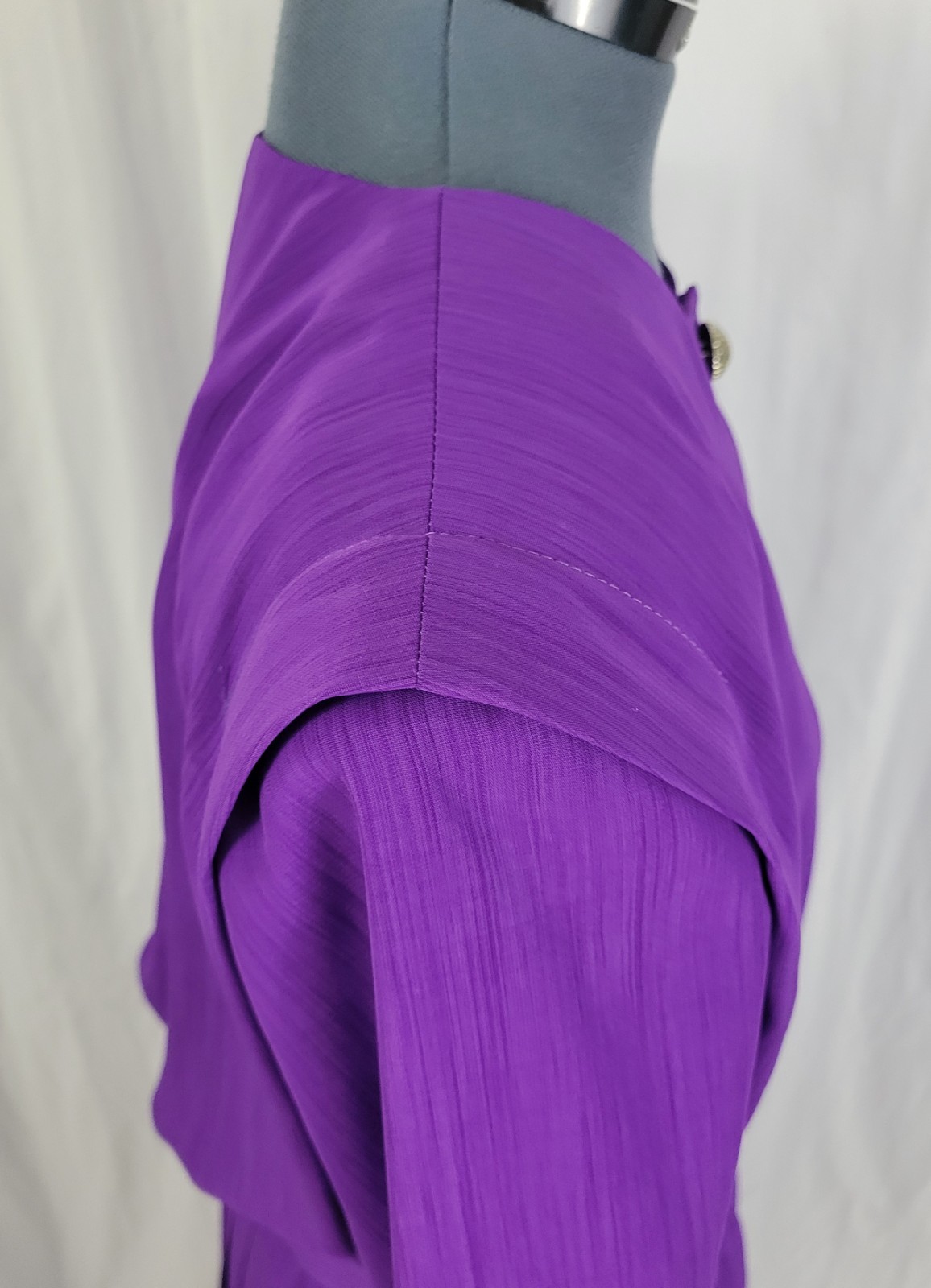 Vintage Leslie Fay Purple Blouson Dress w Pleated Skirt & Matching Belt Size 16