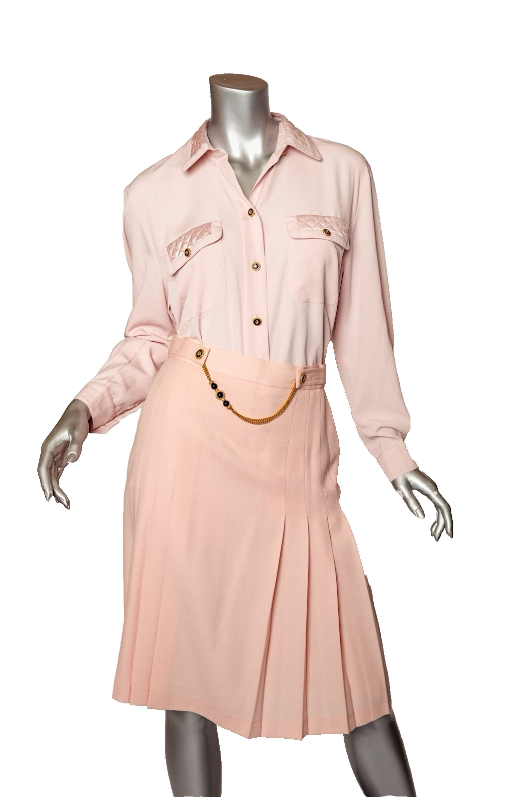 Vintage ARA Germany Couture Inspired 2-Pc Blush Pink Wool Skirt Suit