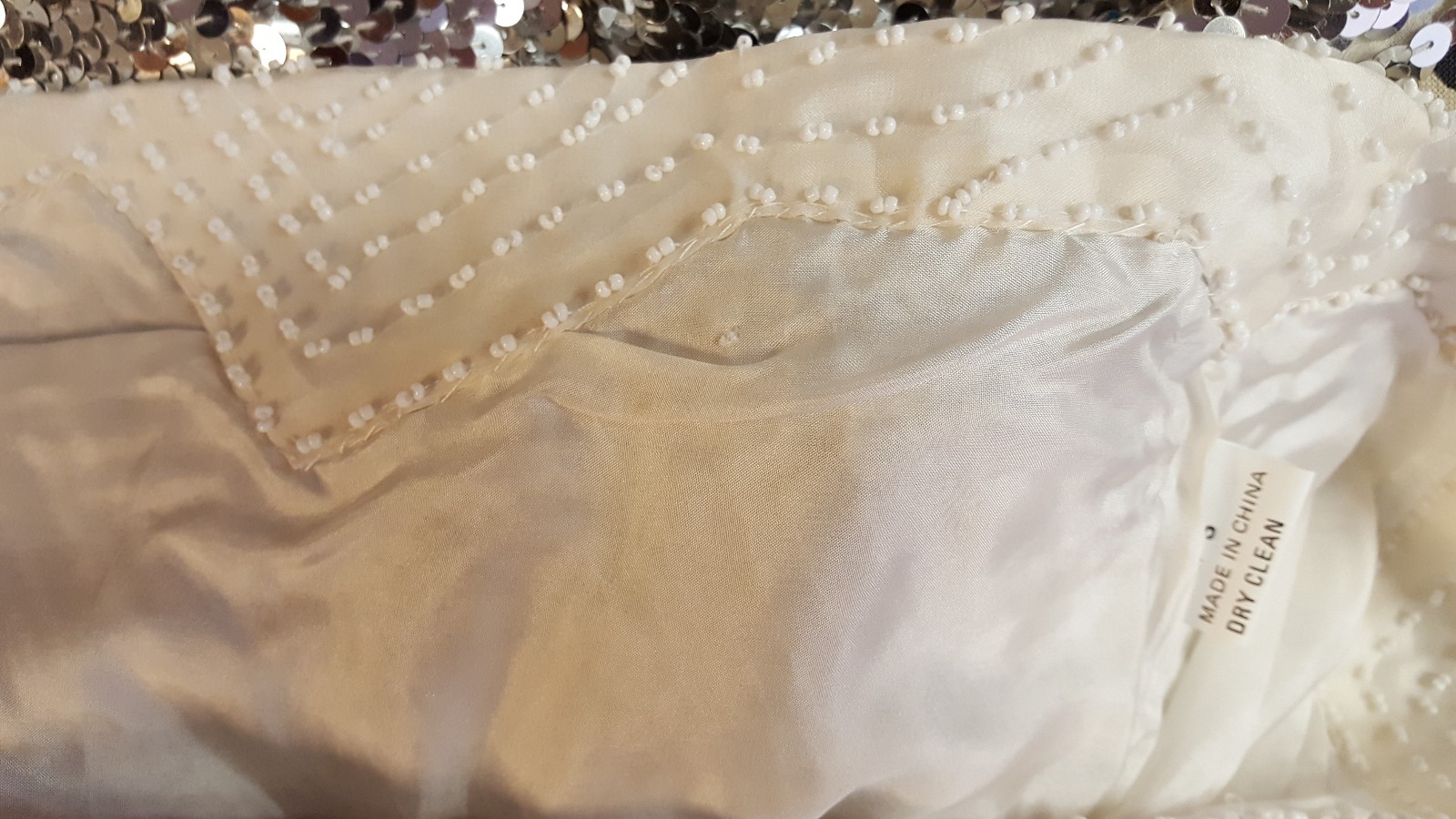 Vintage SILK Sweater Dolman Sleeves TONS SILVER SEQUINS Faux PEARLS S/M BEAUTY!