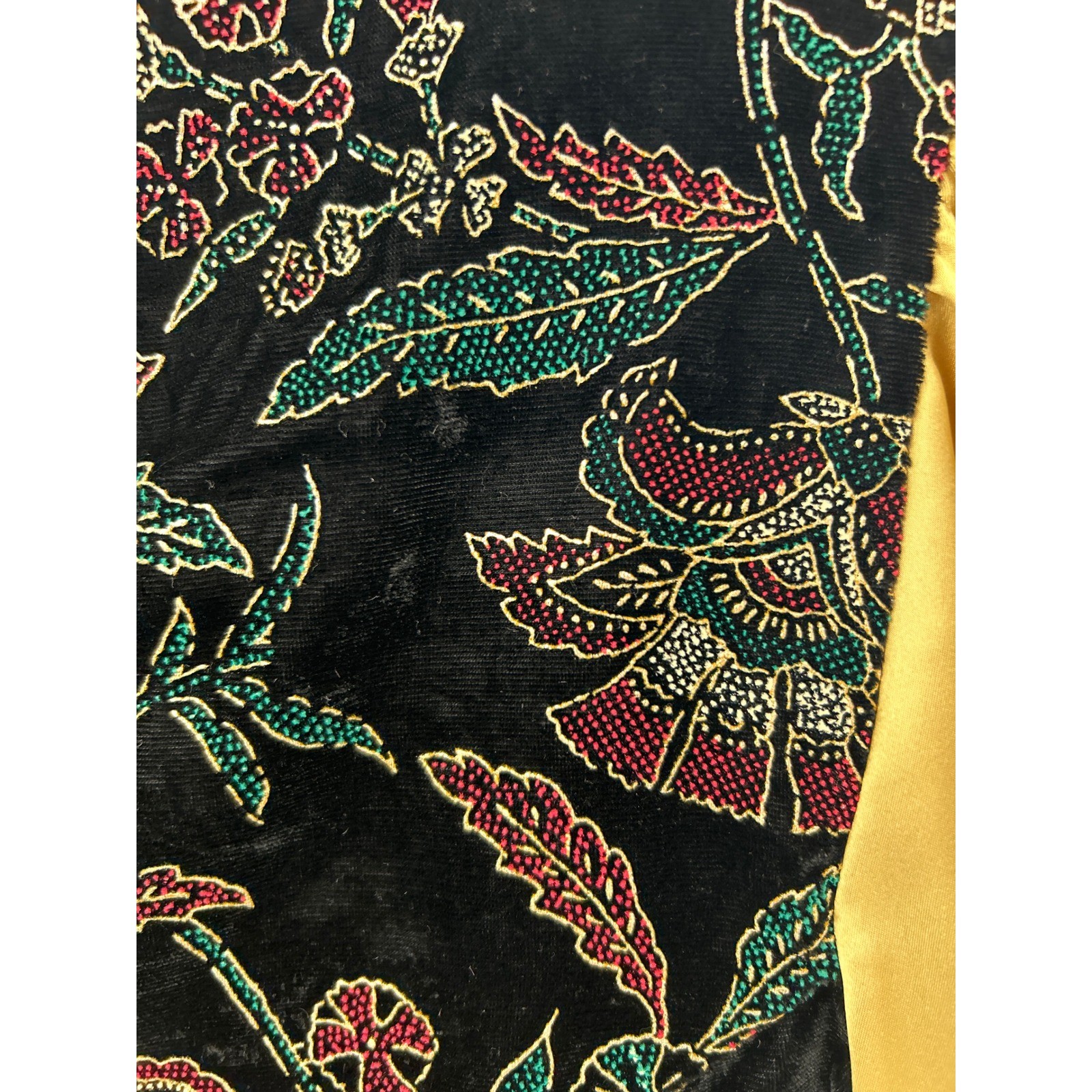 Carol Reed Collections Vintage Velvet Floral Beaded Jacket Gold Satin Sleeve 16
