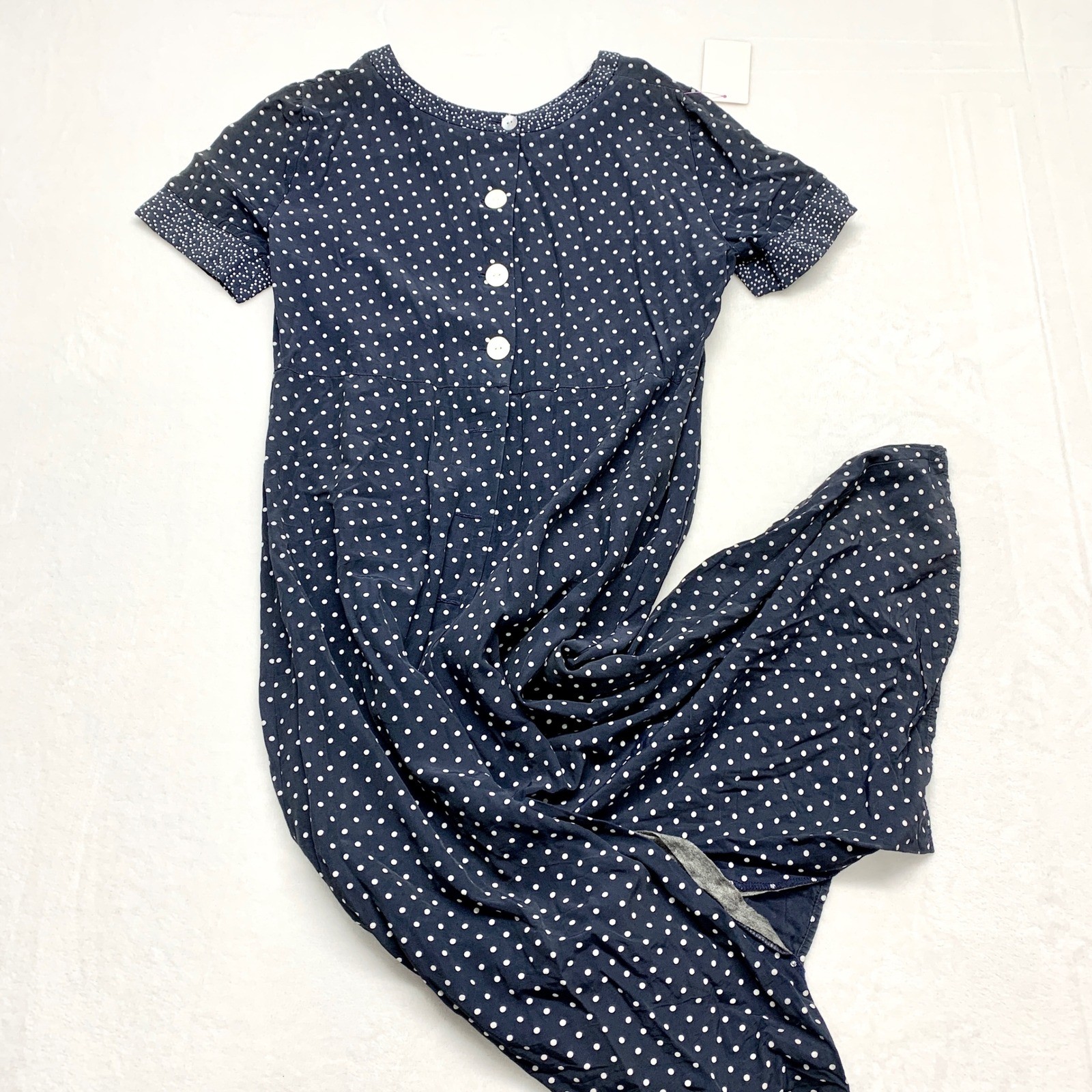Petite Sophisticate Vintage Polka Dot Maxi Dress Womens Size 8 Navy Blue Viscose