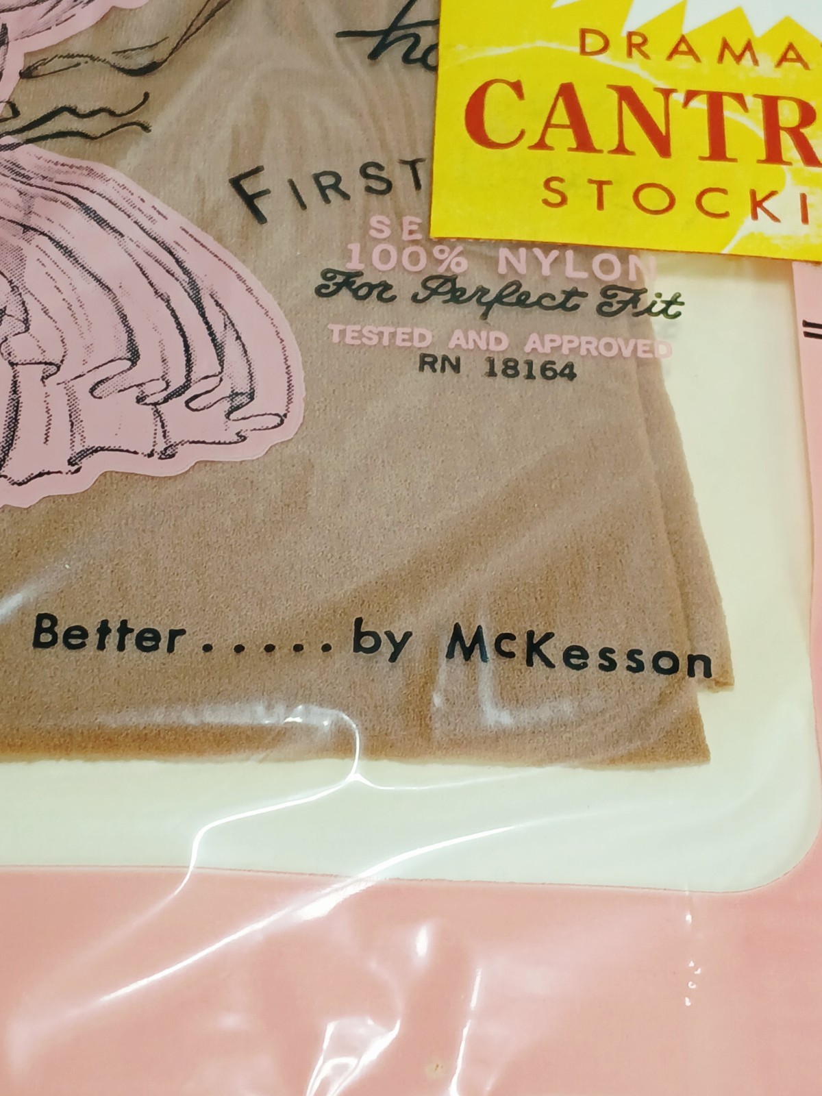 Vtg 50&rsquo;s Cantrece Stockings = Lot of 2 Pairs = Beige/Short 8.5-9 size = NOS