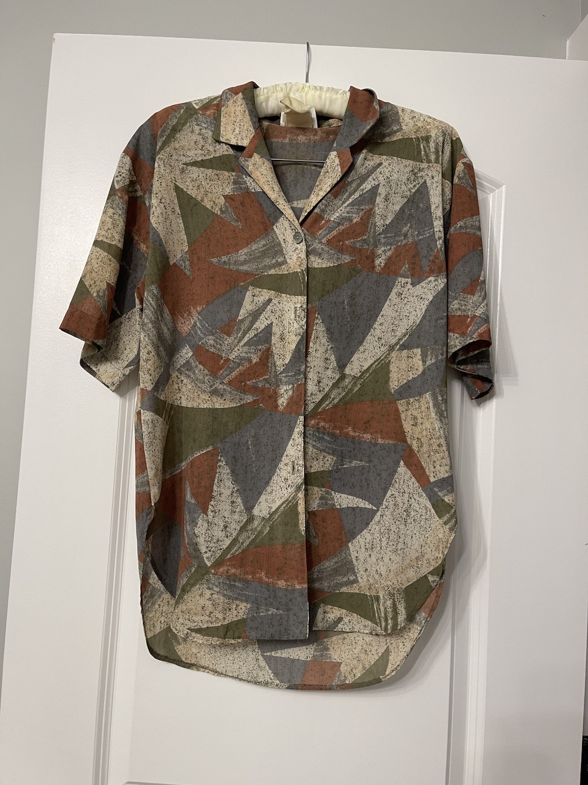 Vtg 80s/90s Campus Casuals Geometric Print 2-Piece Set Blouse & Skirt Size 7/8