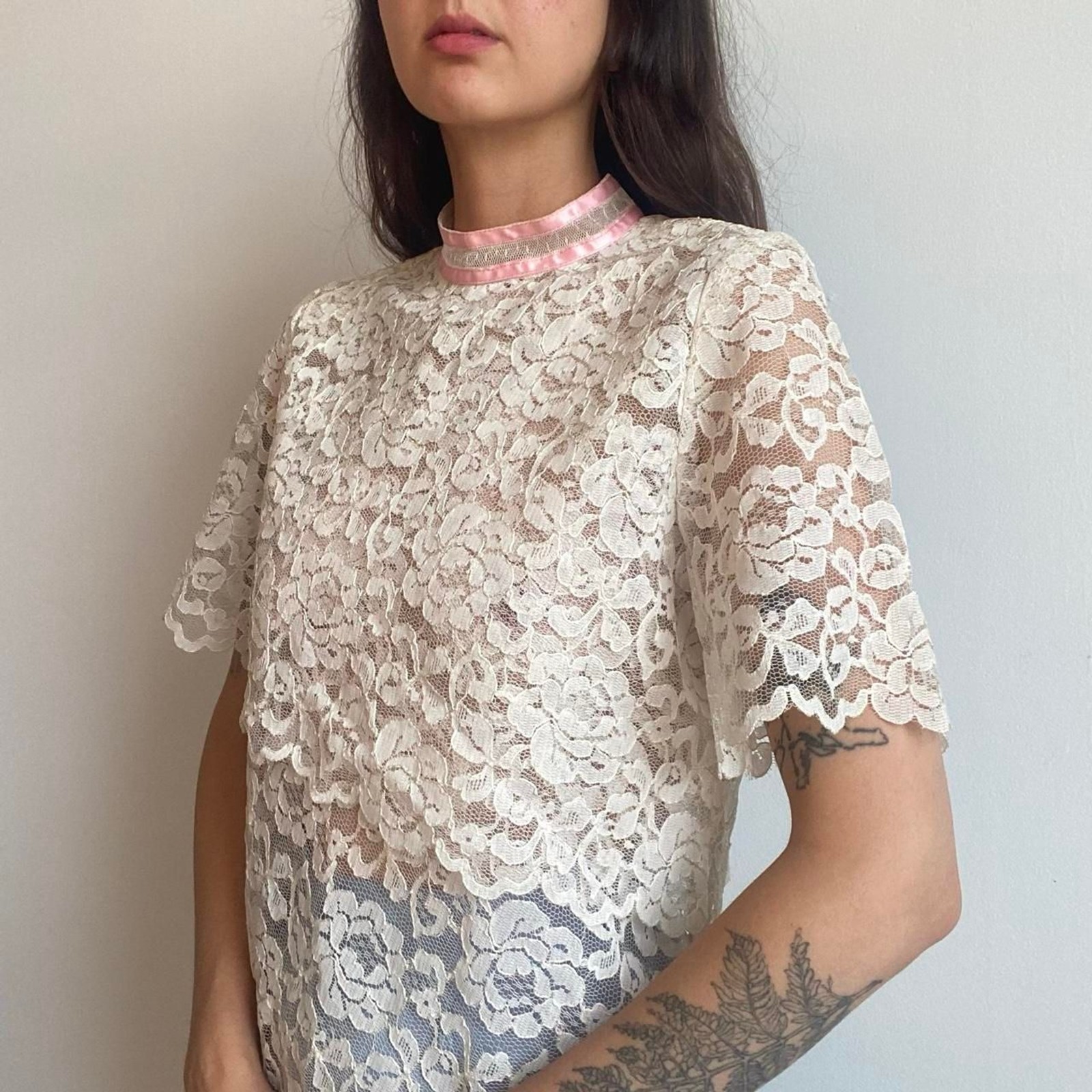1960s lace asymmetrical top