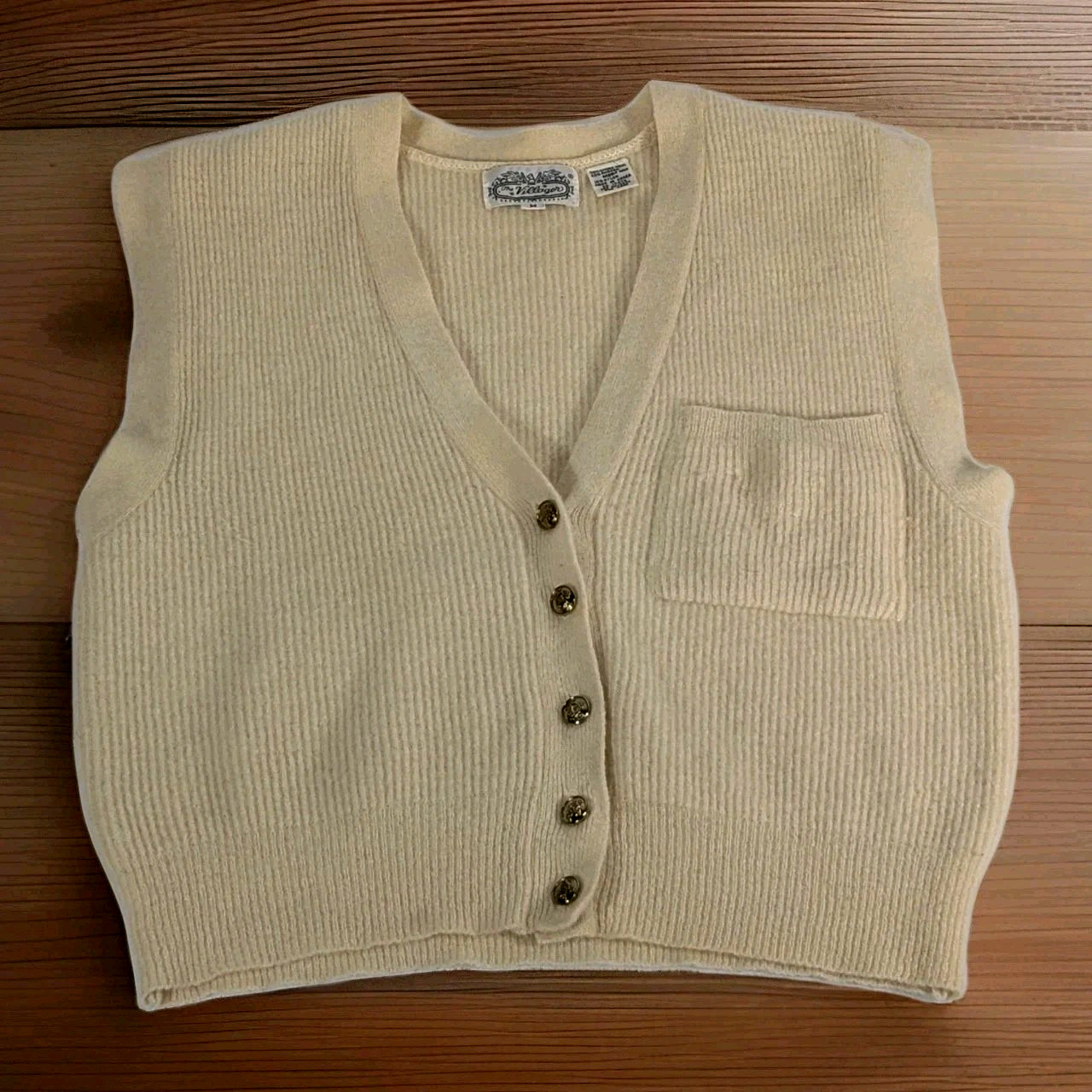 Villager angora cardigan sweater vest women size medium lamb wool vintage