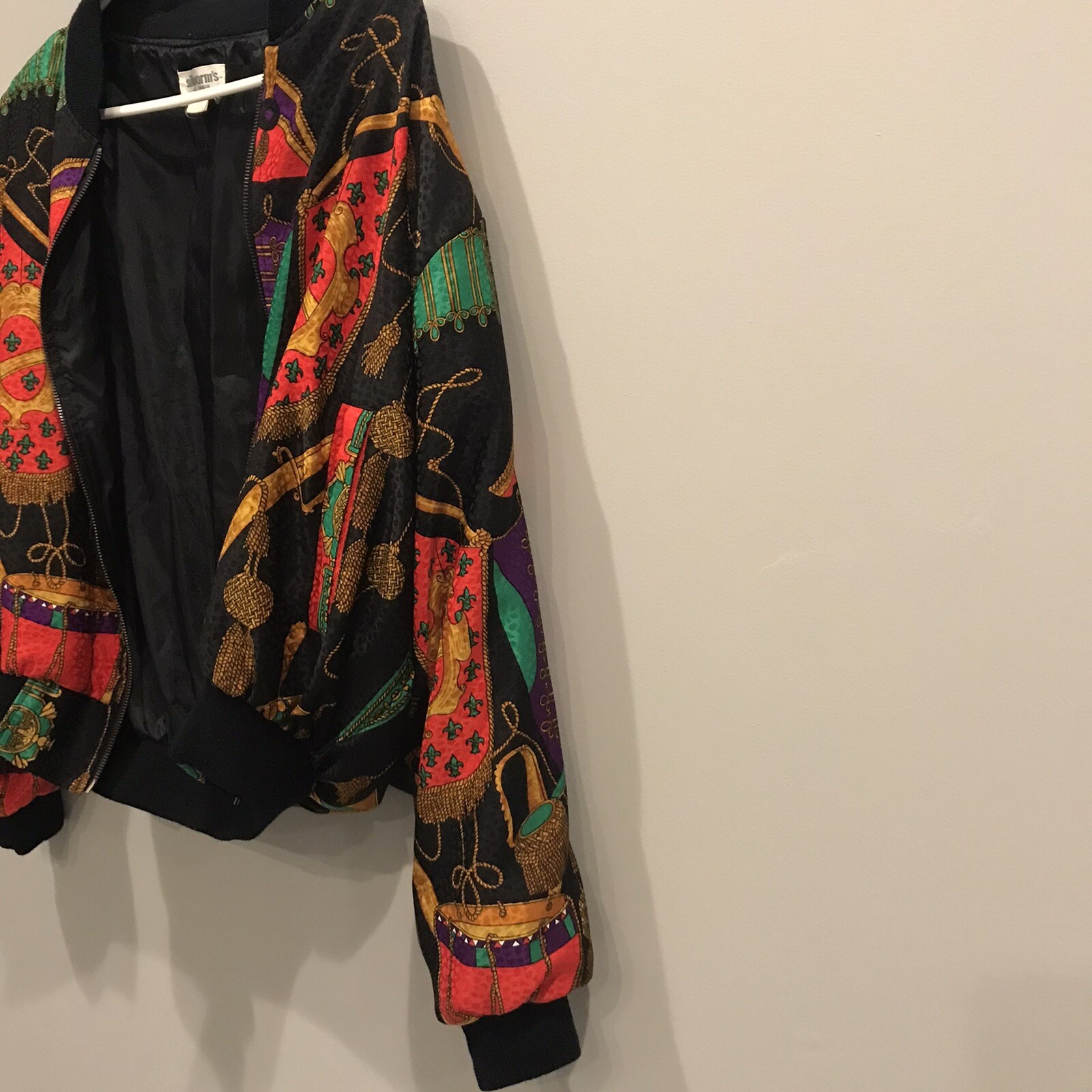 VTG Womens Silkworm&rsquo;s Bomber Jacket Colorful Dopamine Dressing Retro Polyester